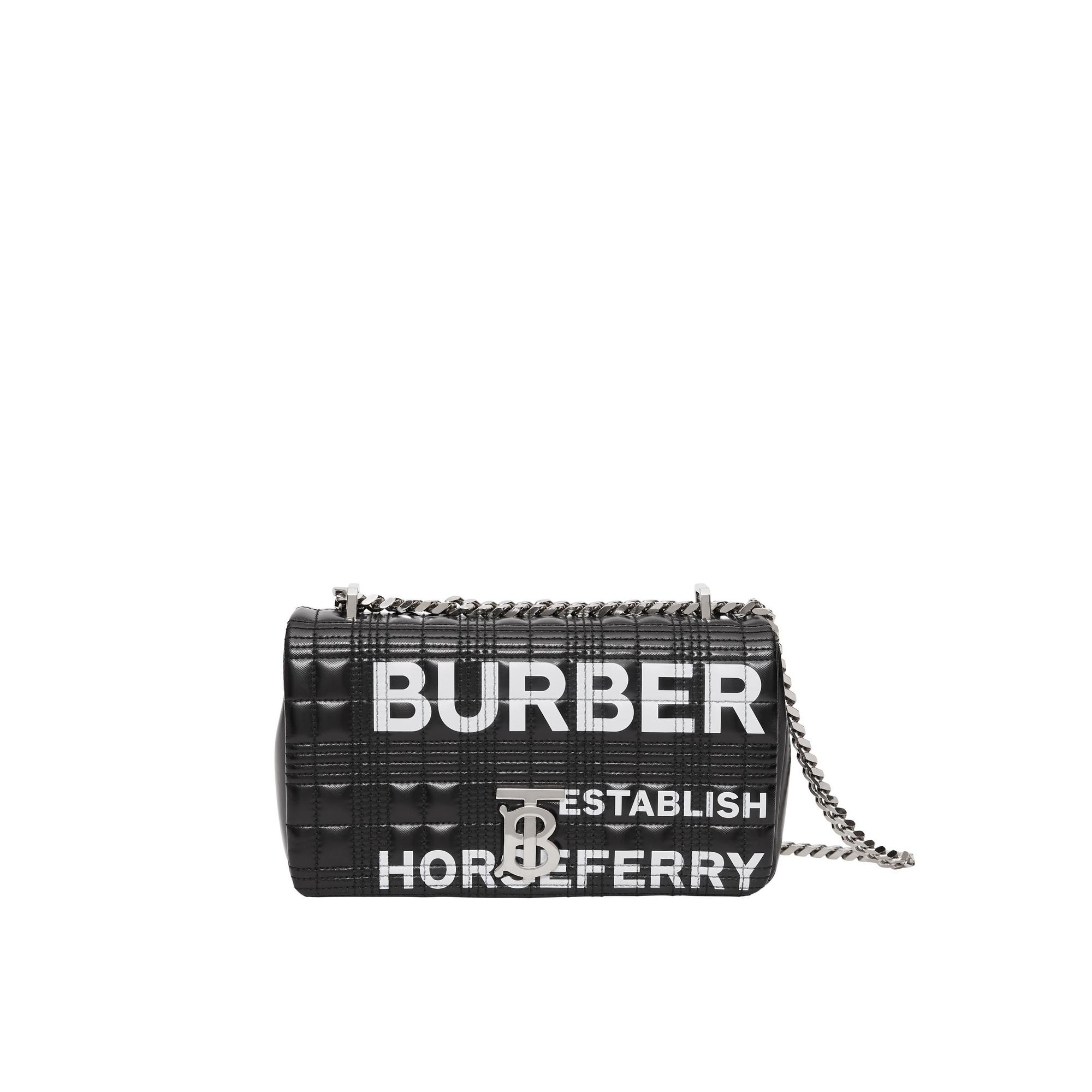 黑色小型Horseferry印花絎縫格紋Lola包。NT$55,000(BURBERRY提供)