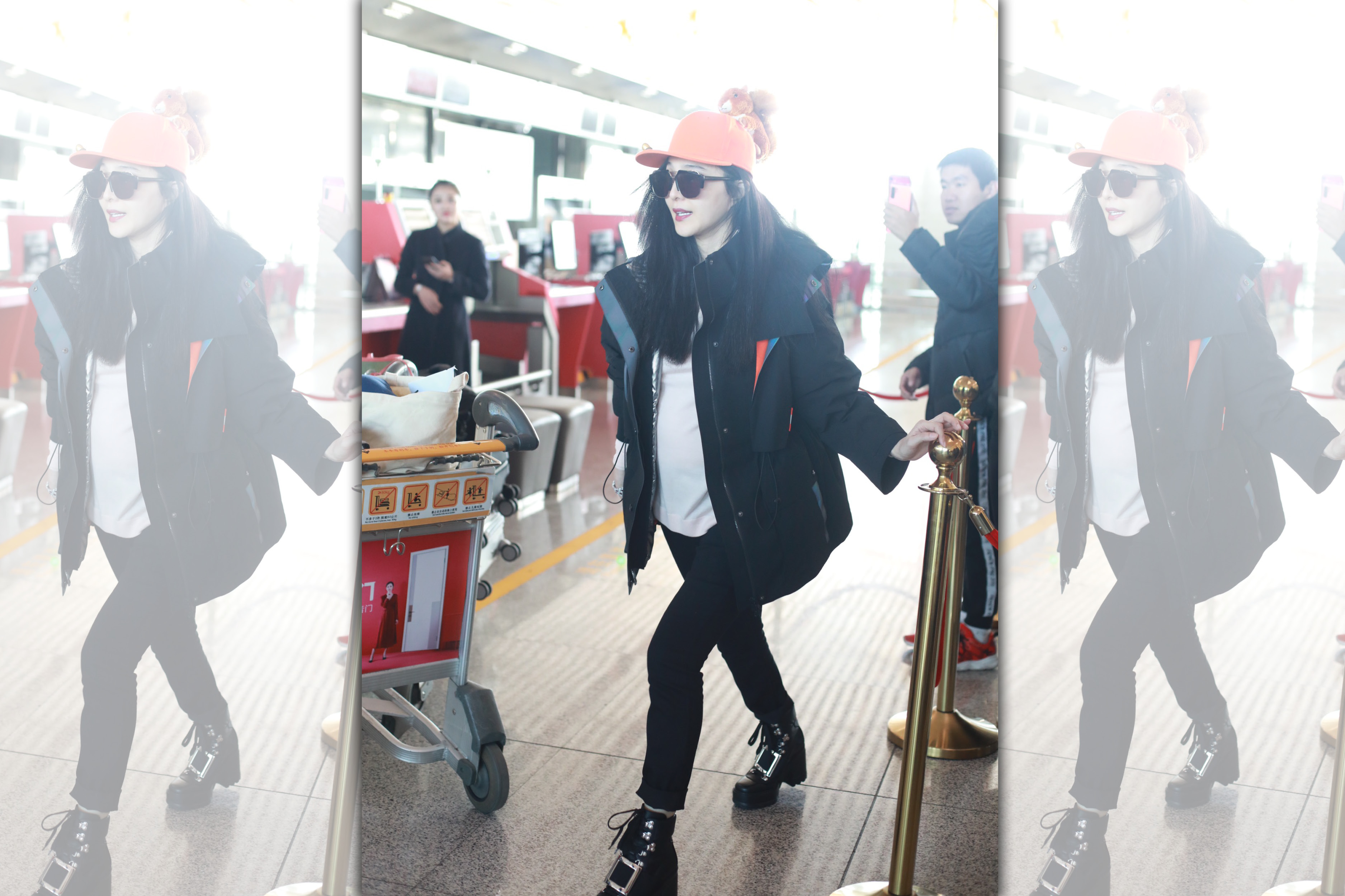 范冰冰一張機場凸肚照讓人懷疑不是真的胖，而是有孕在身。（東方IC）