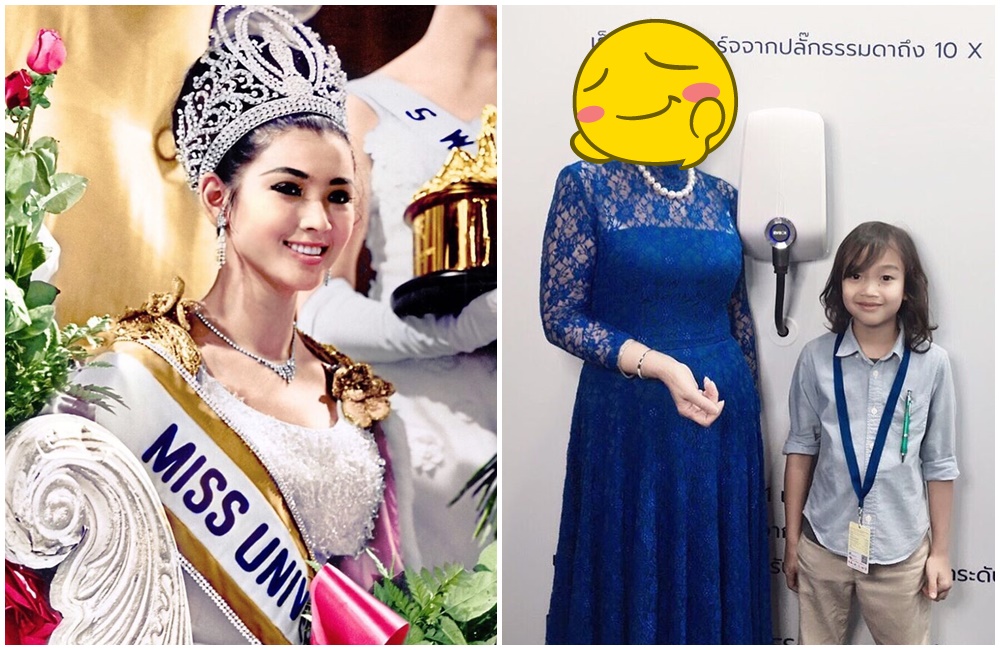 72歲的泰國前環球小姐阿芭詩拉和孫子合照曝光。（翻攝自Apasra Hongsakula IG）