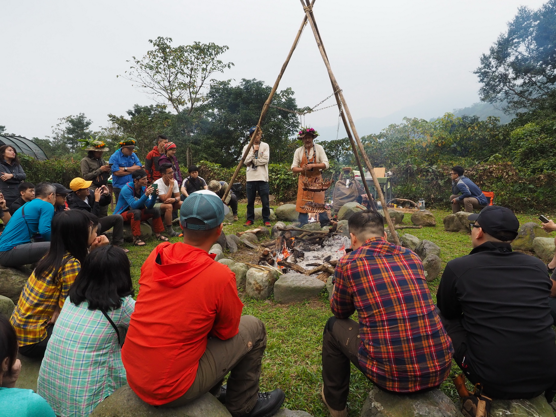 Morakniv Adventure taiwan 2019會場升起營火，是聚會也是煮食空間。