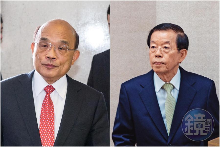 盧天麟涉嫌挪用公款幫謝長廷（右）、蘇貞昌（左）競選未遂，遭判刑1年2個月，緩刑2年。