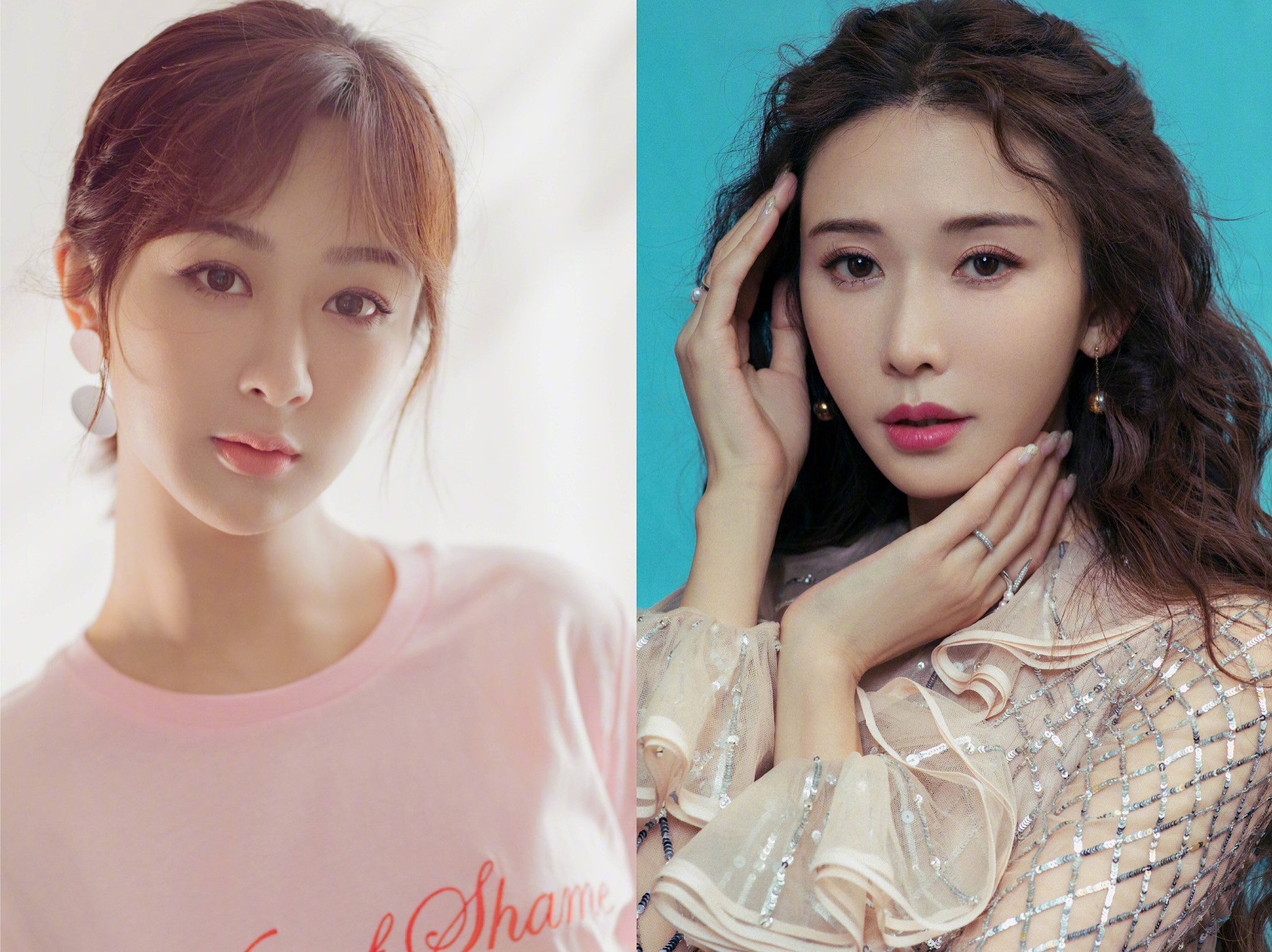 28歲的楊紫與45歲的林志玲，外表毫無年齡差異讓網友驚嘆。（圖/翻攝自楊紫、林志玲微博）