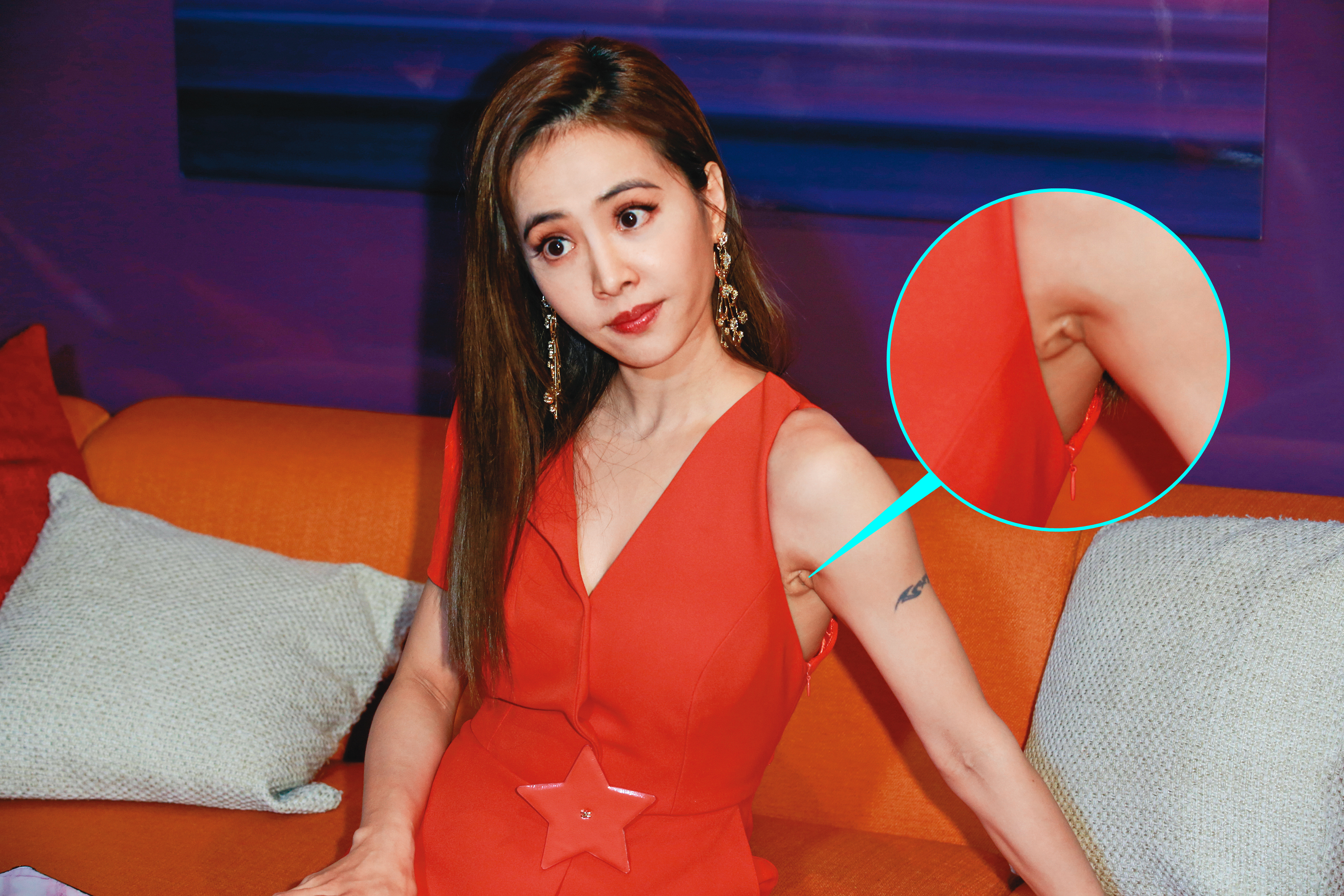 蔡依林左邊腋下的洞洞實在令人好奇，強力吸引本刊攝影記者的注意。