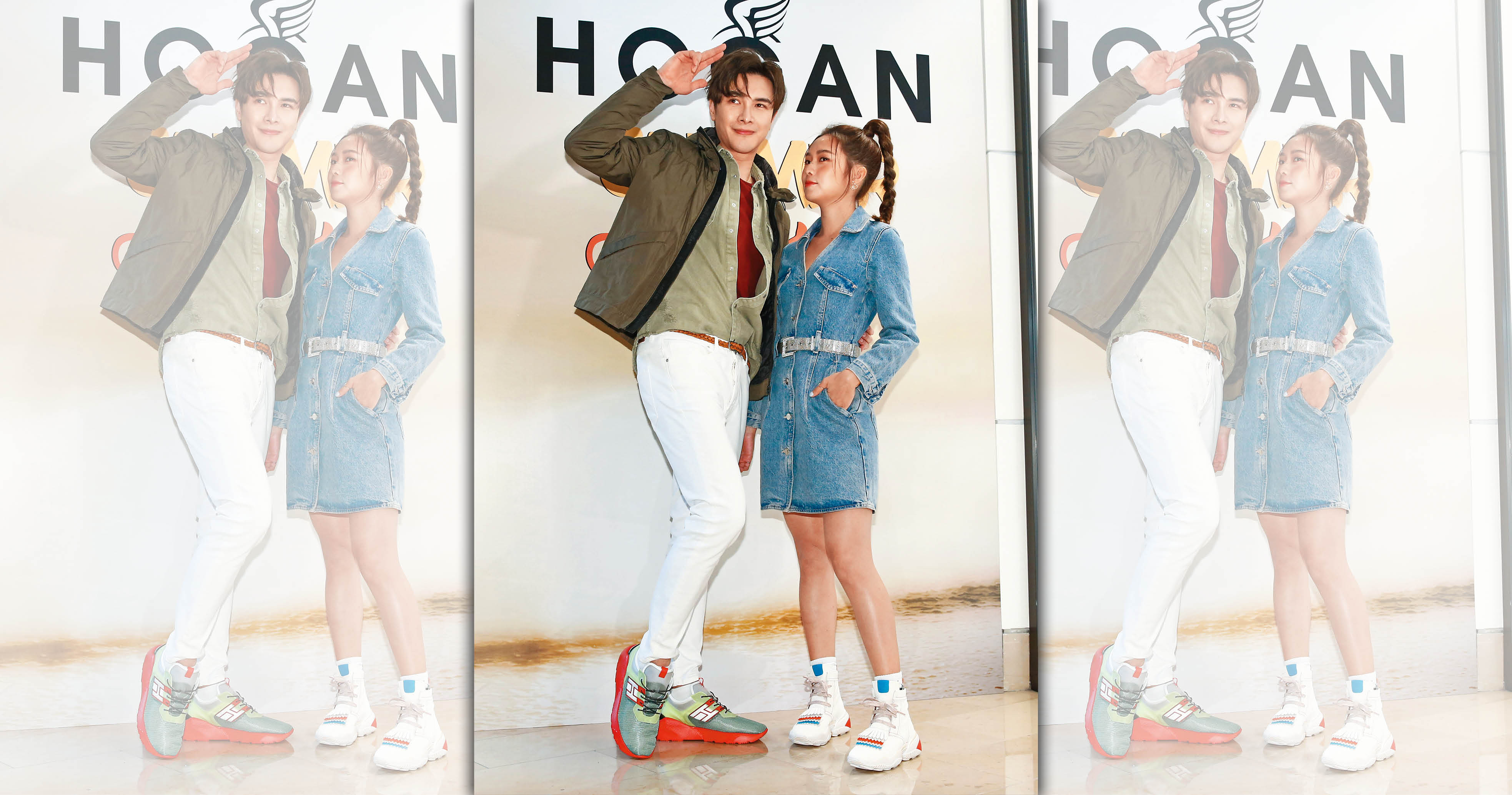 謝佳見（左）現在連擺個不平衡的pose，都讓人擔心他會不會下一秒就仆街。右為簡廷芮。