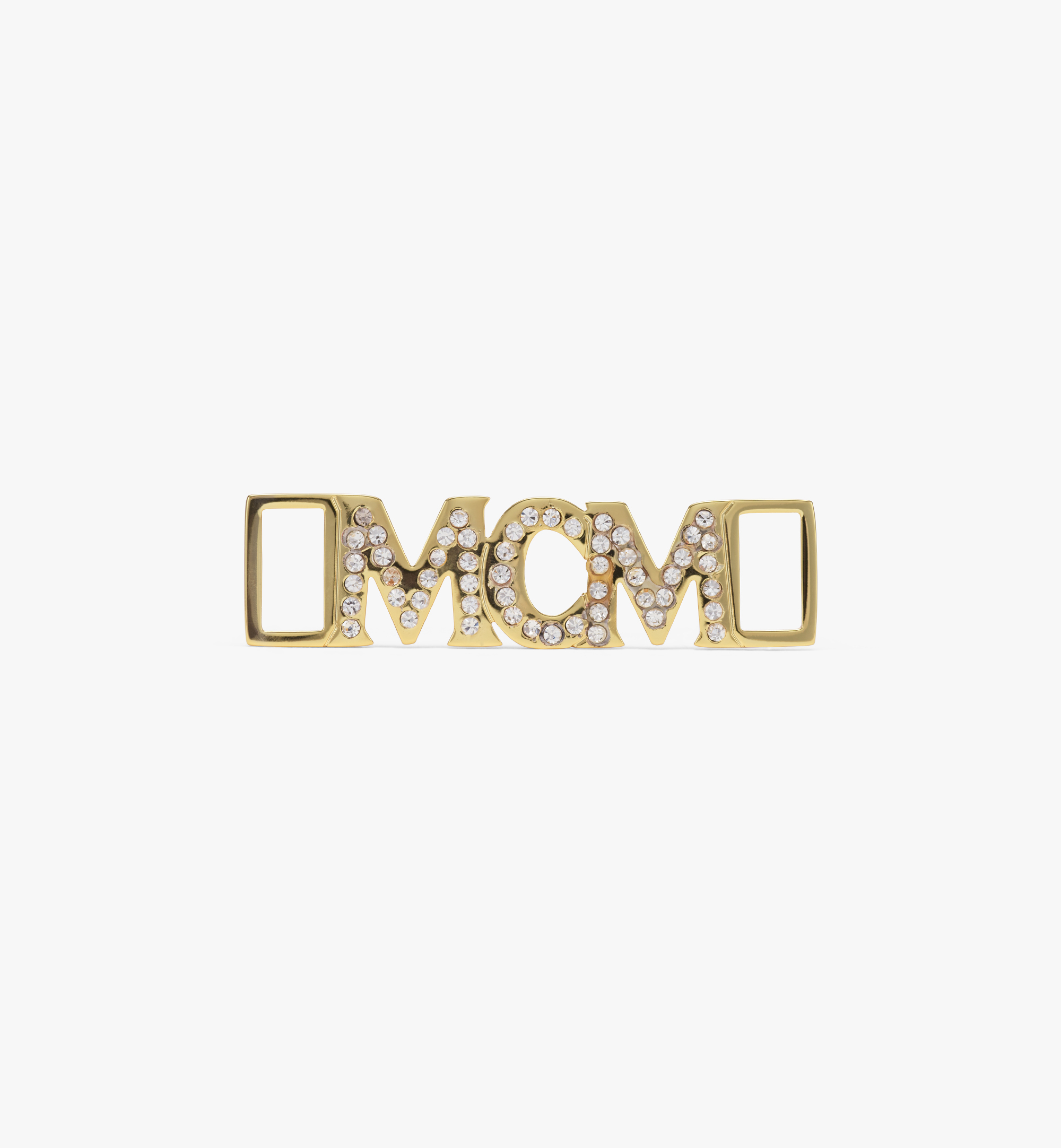 鍍金鑲施華洛世奇鞋帶釦。（MCM提供）