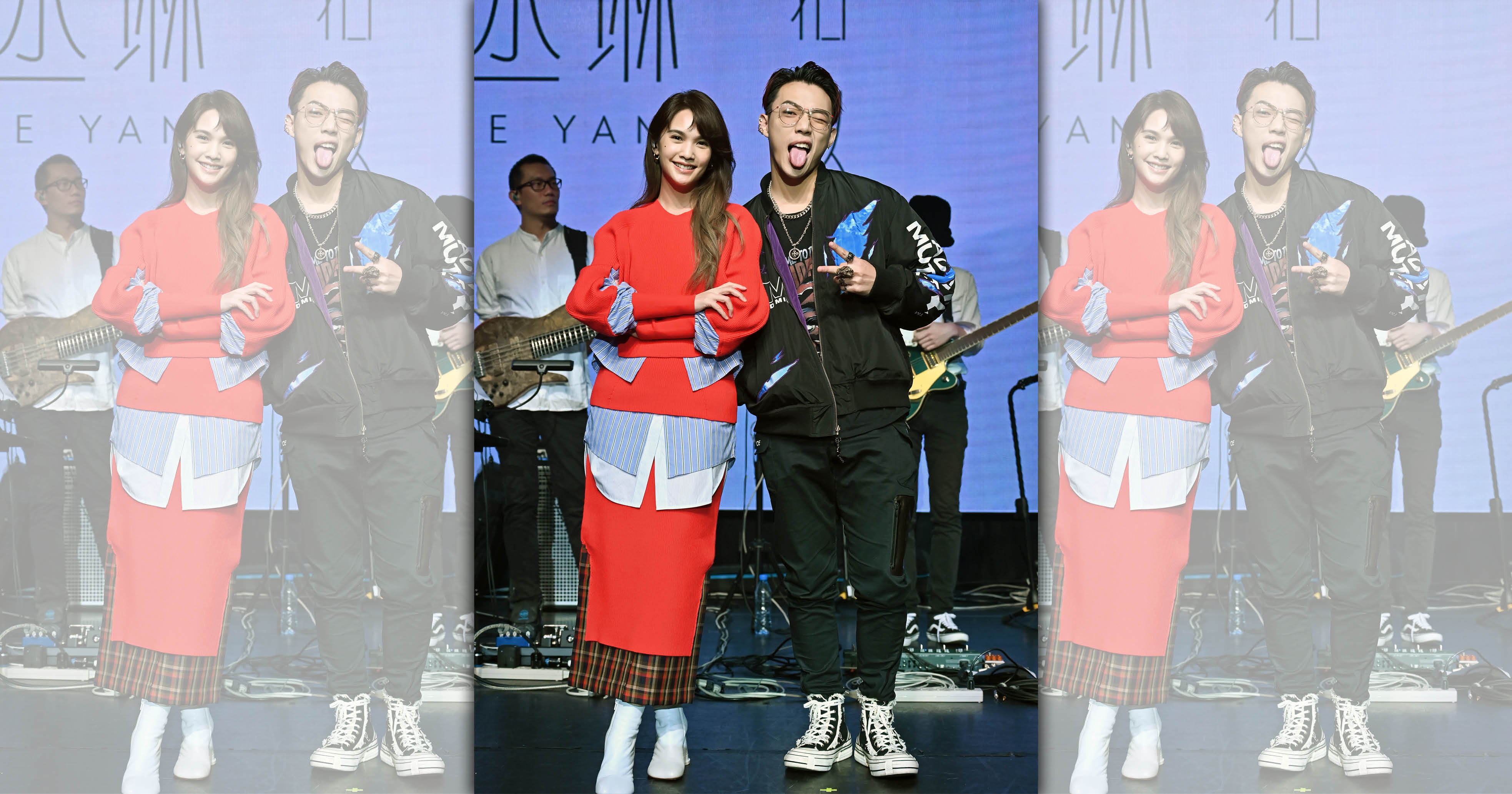 楊丞琳的《來了絕對不可惜》音樂分享會上，嘉賓ØZI送上鹹酥雞及啤酒當伴手禮。（環球音樂提供）