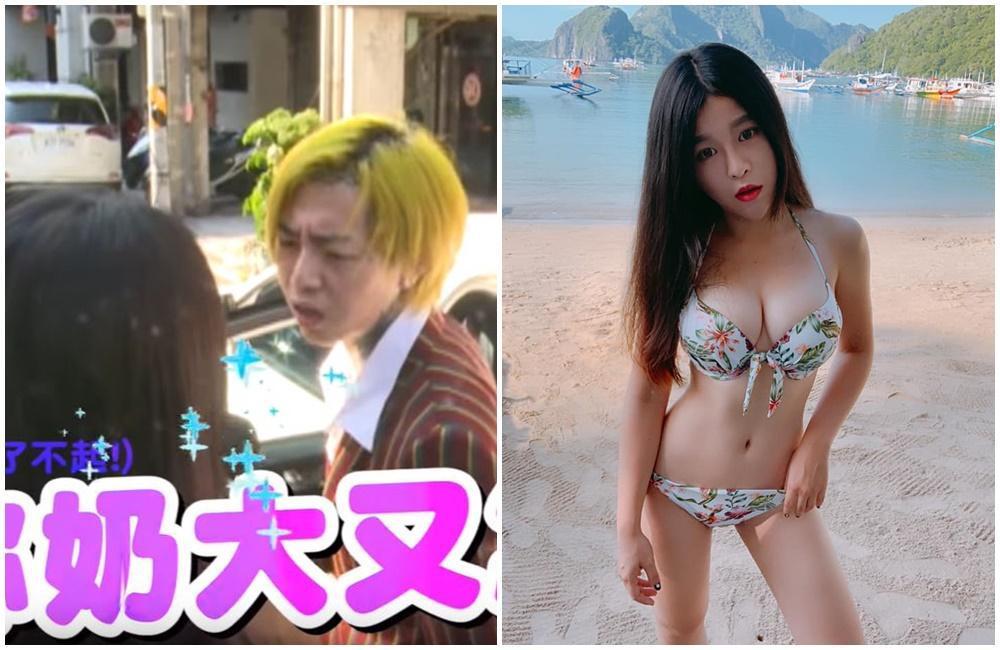 遭謝和弦怒嗆「奶大又怎樣?」的《壹電視》記者一夕爆紅。(翻攝youtube、HuaHua Huang臉書)