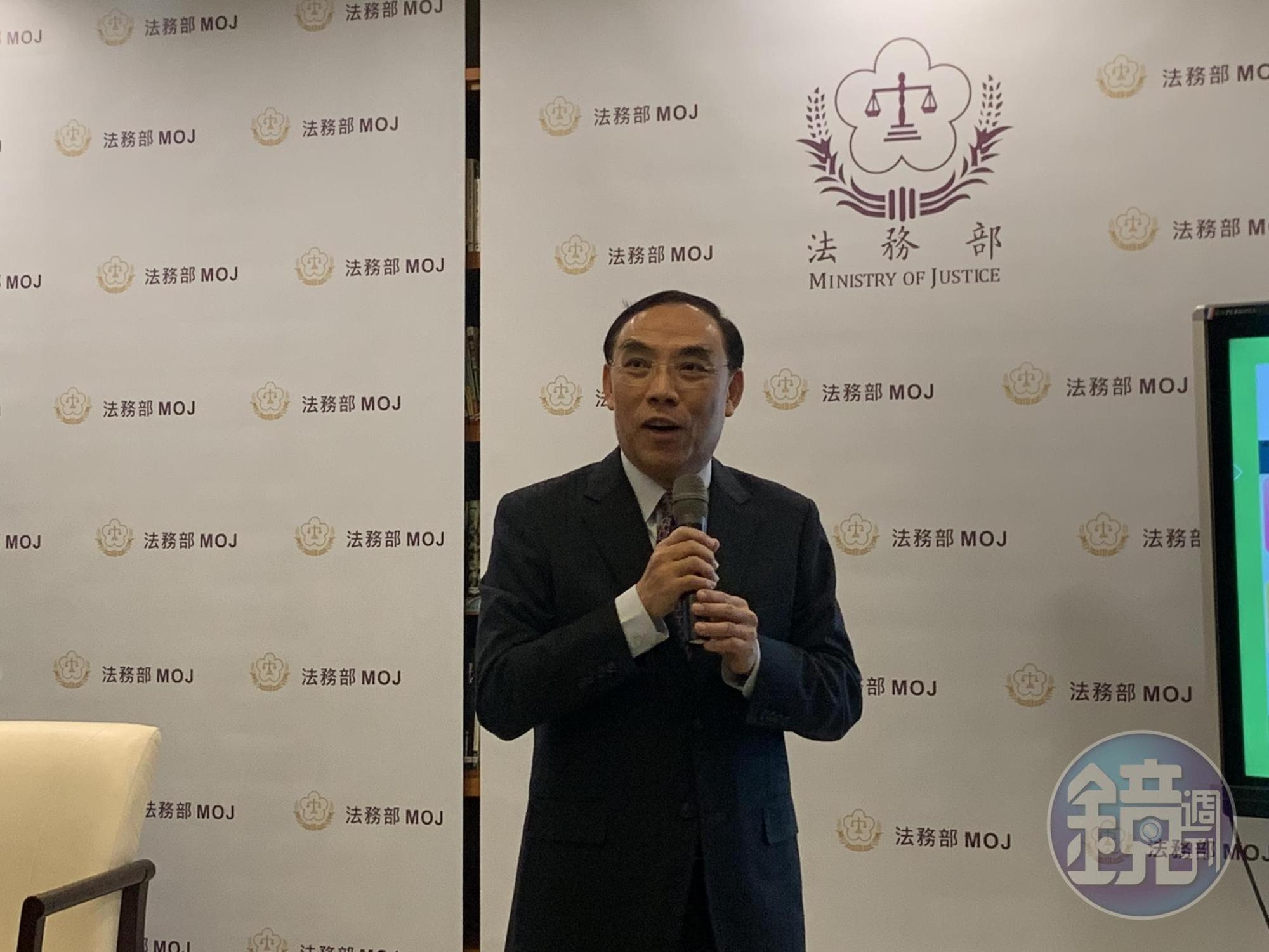 法務部部長蔡清祥今也出席媒體茶敘。（顏凡裴攝）