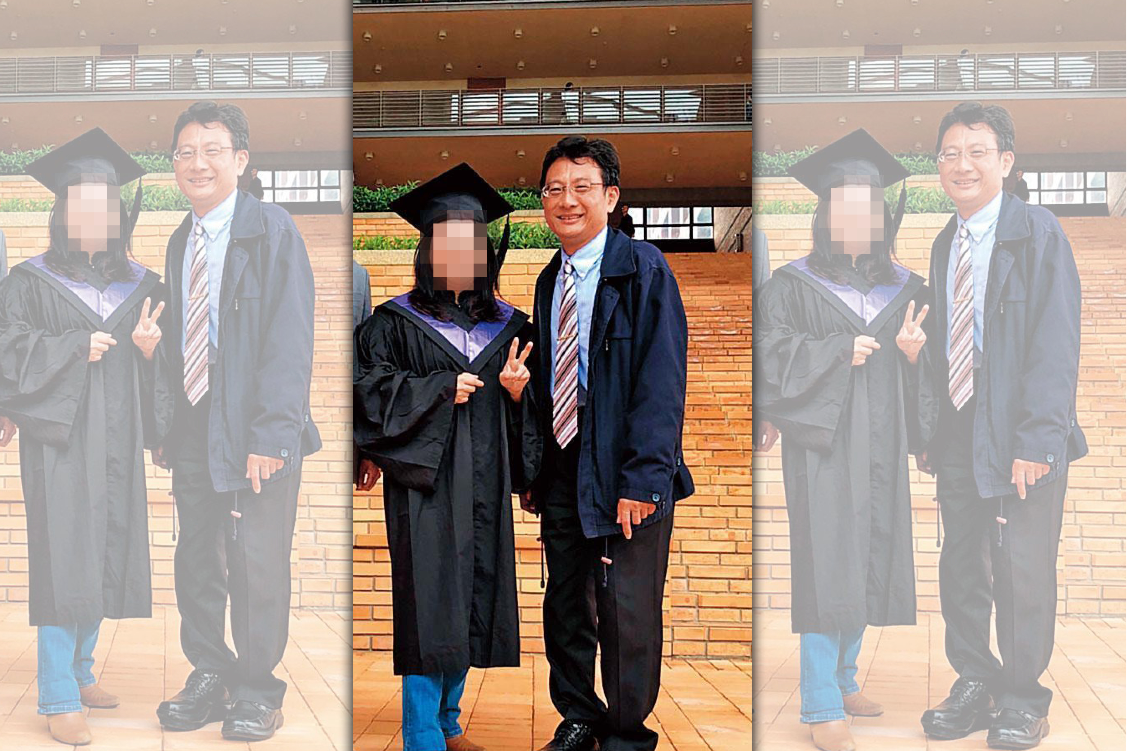 新竹地院法官吳振富（右）上班時間要求書記官為他按摩，還要求女助理幫他刮痧。（翻攝清華大學官網）