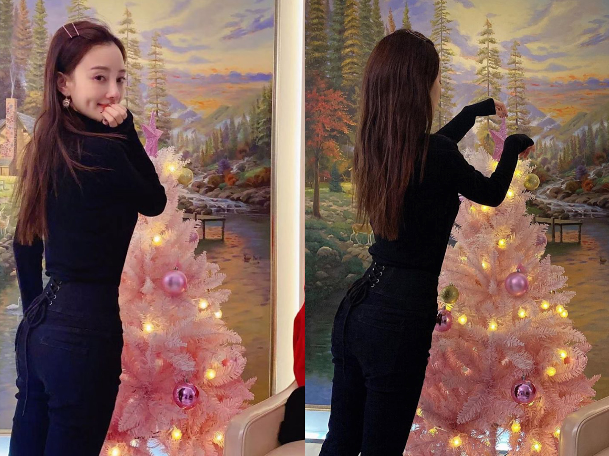 李小璐為耶誕節佈置耶誕樹。（翻攝自李小璐IG）