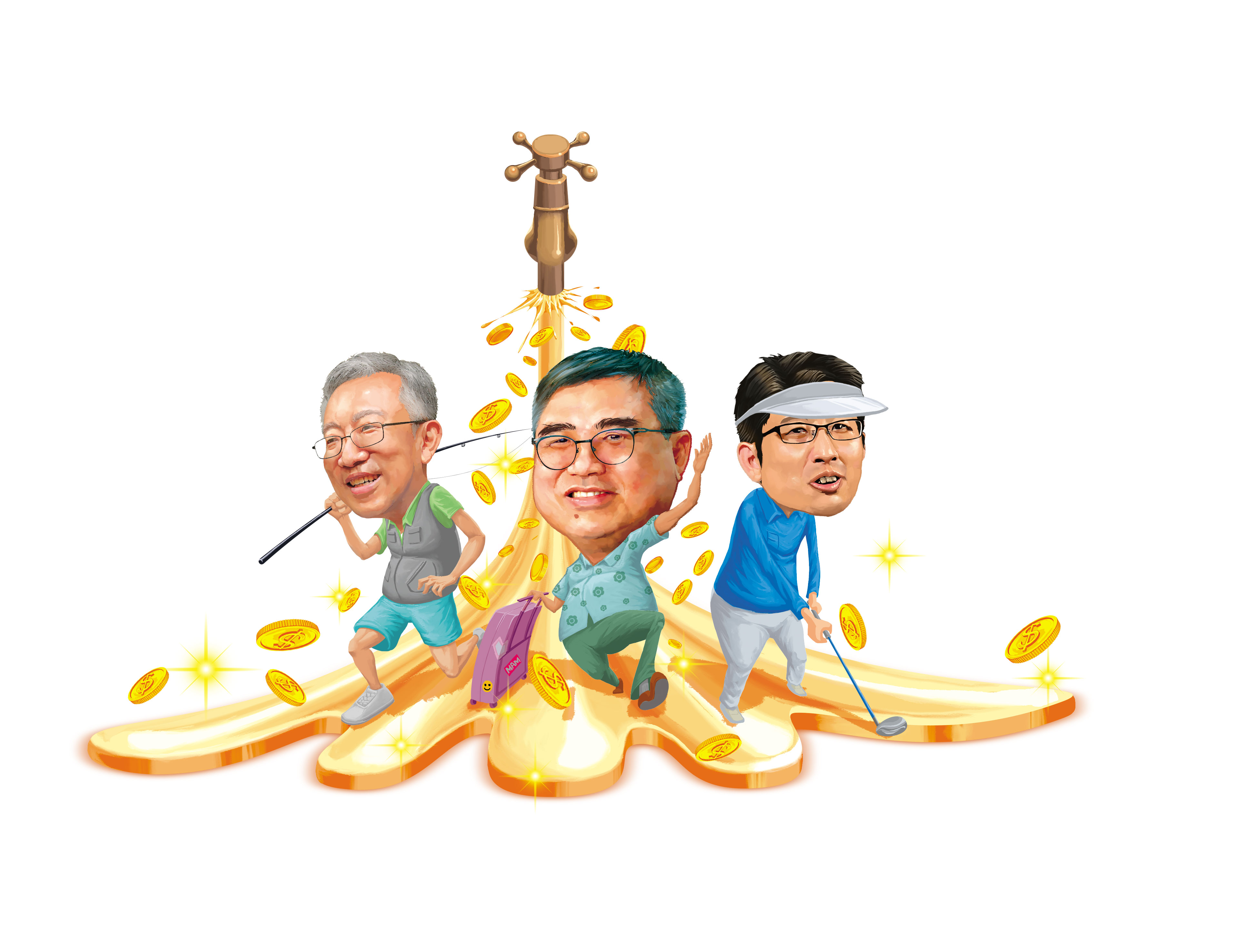 財富自由是多數人的企盼，股魚（右）、怪老子蕭世斌（中）及樂活大叔施昇輝（左）全已達陣，而他們的祕密武器都是ETF。