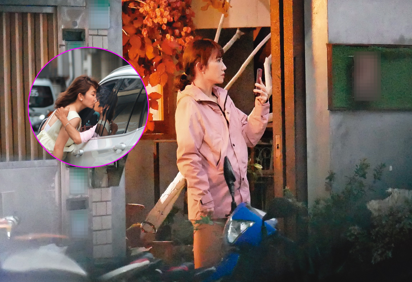 12／18 17：13，謝忻拿著手機站在她和阿翔車吻的花店門口，悵然若失地看著遠方，似乎懷念著什麼。