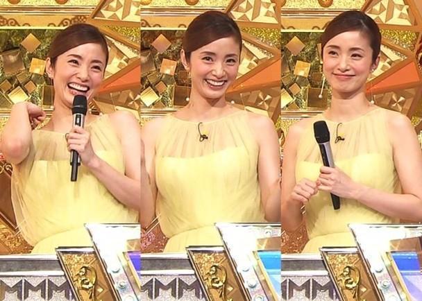 上戶彩一復出就端出巨乳。（翻攝朝日電視台）