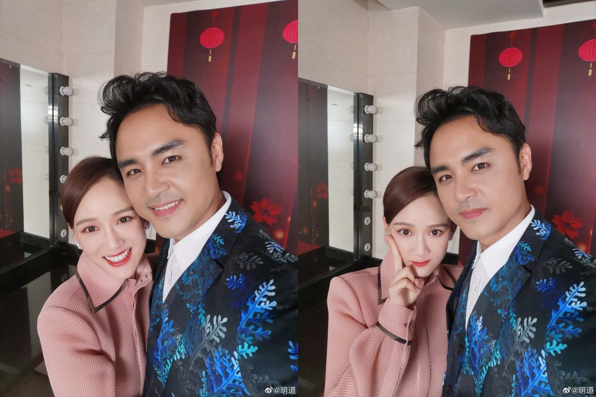 明道與陳喬恩貼臉合照讓粉絲超興奮。（翻攝明道微博）