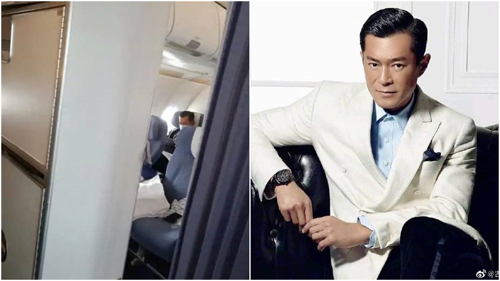 古天樂身家據稱有16億台幣，卻被網友誤認搭經濟艙。（合成圖，翻攝自古天樂微博、微博圖片）