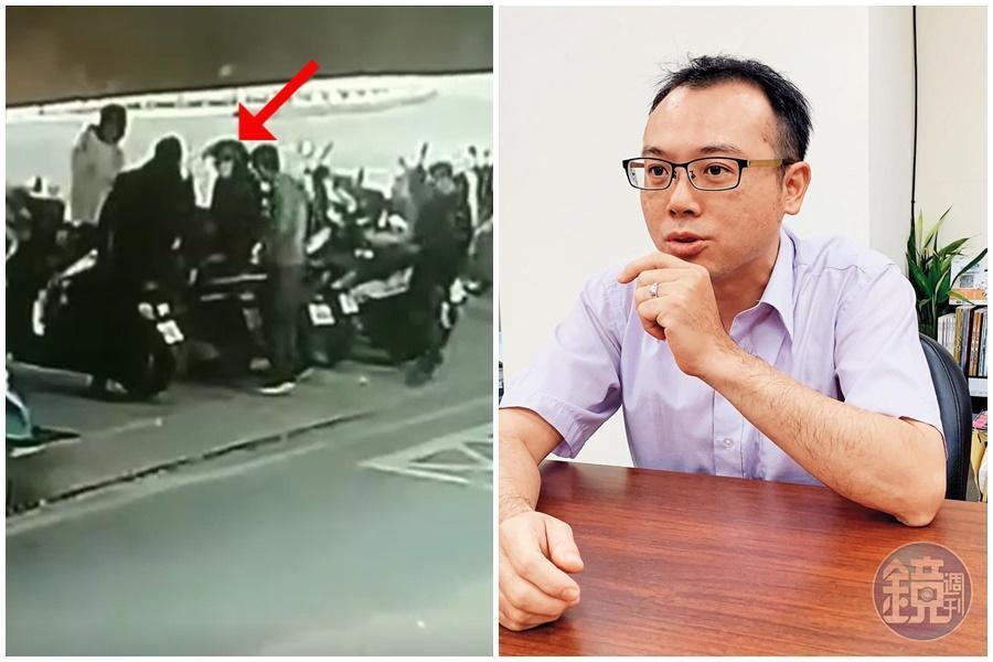 公司前總經理楊嘉仁（圖右、圖左紅箭頭者）在新任總經理姚量議到任後，遭貶去掃廁所，如今竟又爆發被黑道恐嚇。