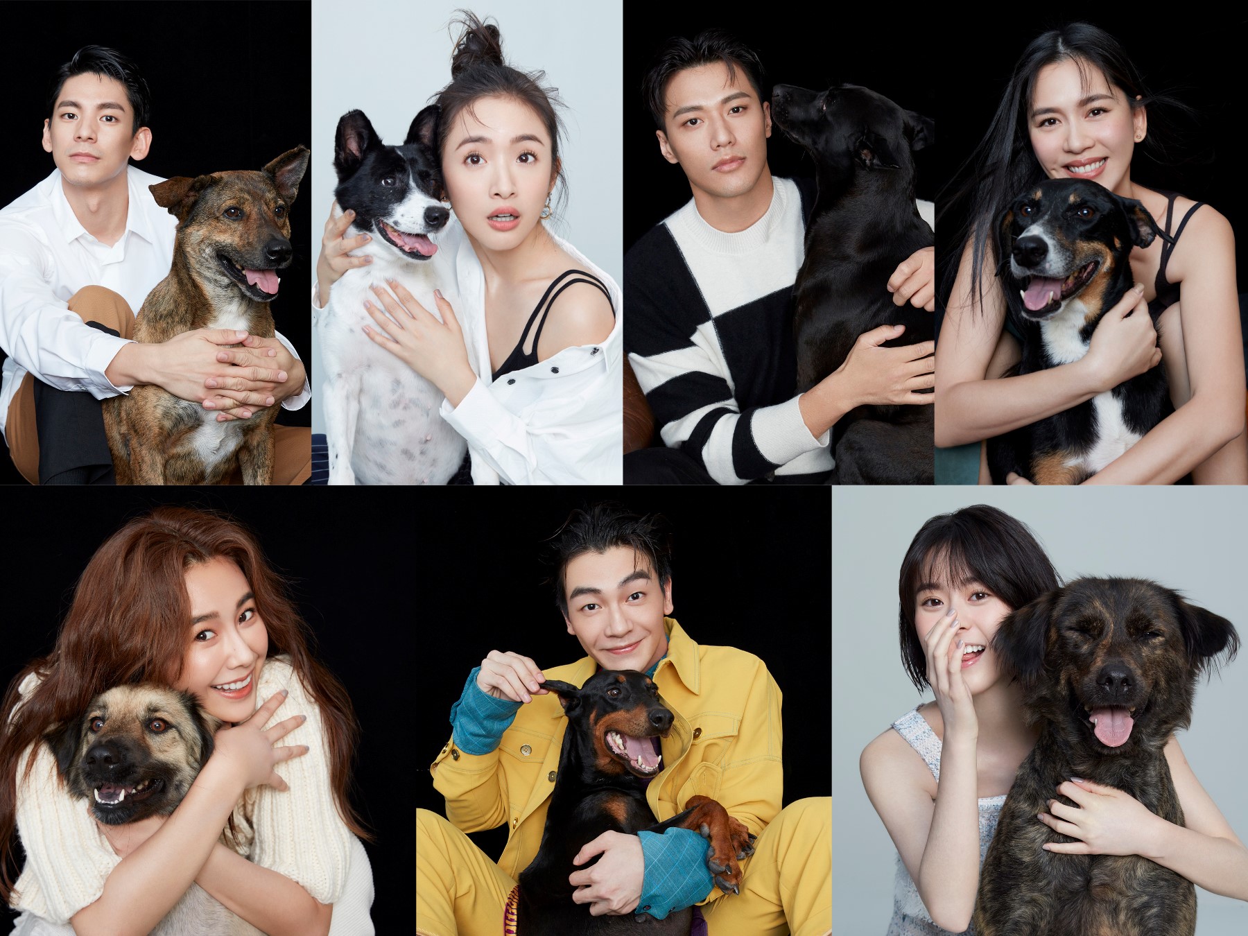 林依晨（左上2）帶領師弟、妹林柏宏（左上1）等人拍攝2020公益年曆。（周子娛樂提供）