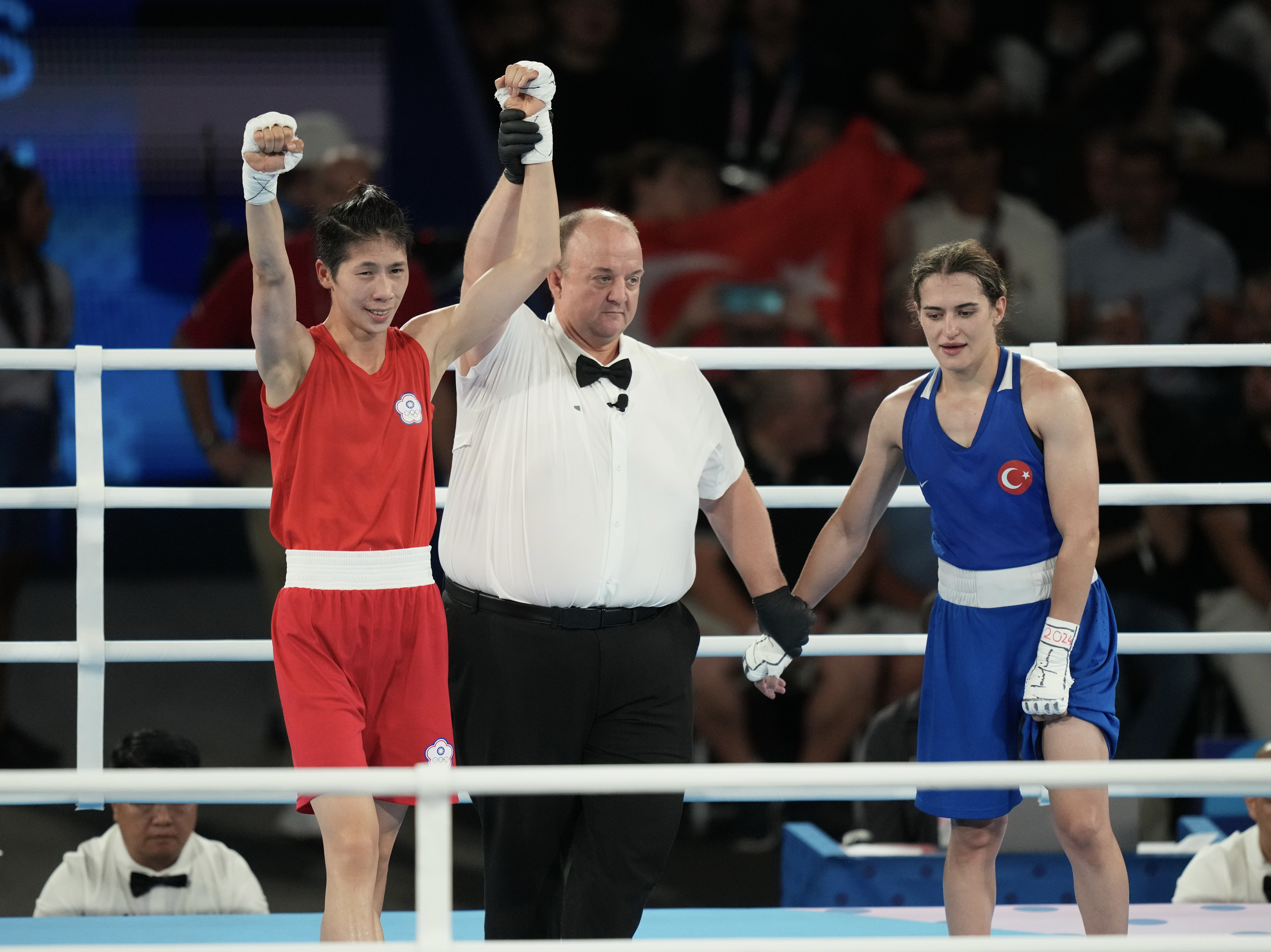 林郁婷以5比0擊敗土耳其的卡拉曼，挺進最終金牌戰。（中華奧會提供）