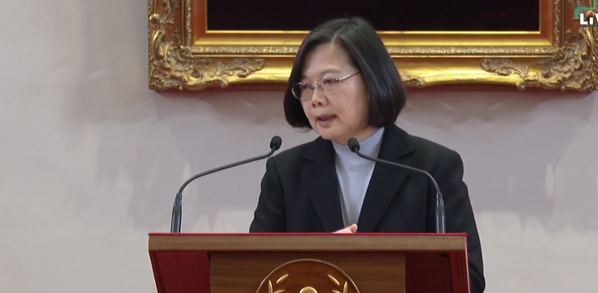 在元旦談話上，蔡英文強調《反滲透法》的通過，不會影響自由、不會侵犯人權。（翻攝蔡英文臉書影片）