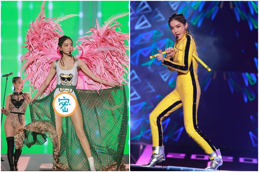 謝金燕在2020跨年晚會上大露「駱駝蹄」引發討論。（民視提供）