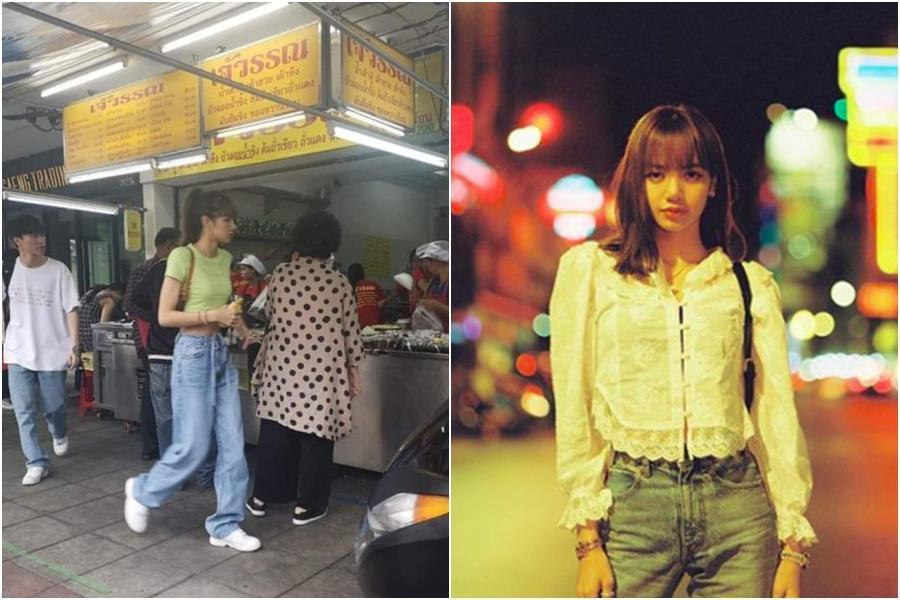 在韓國發展的泰國之光Lisa，去年返泰工作時去吃了一家甜品店。被粉絲偷拍，照片在Twitter快速流傳。（翻攝自Lisa IG、เรื่องจิ๊บจิ๊บ Twitter）