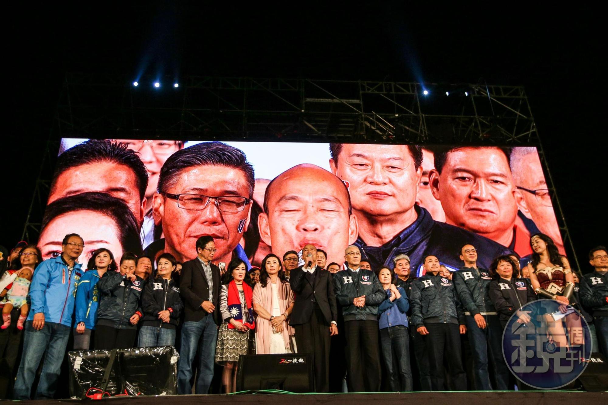 國民黨總統候選人韓國瑜今於凱道舉行造勢大會,韓國瑜、張善政也與太太首次四人同台。