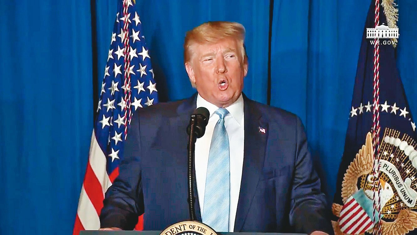 伊朗對美軍駐伊拉克基地發射多枚導彈,美國總統川普在推特上表示:目前一切都很好。(翻攝自川普推特)