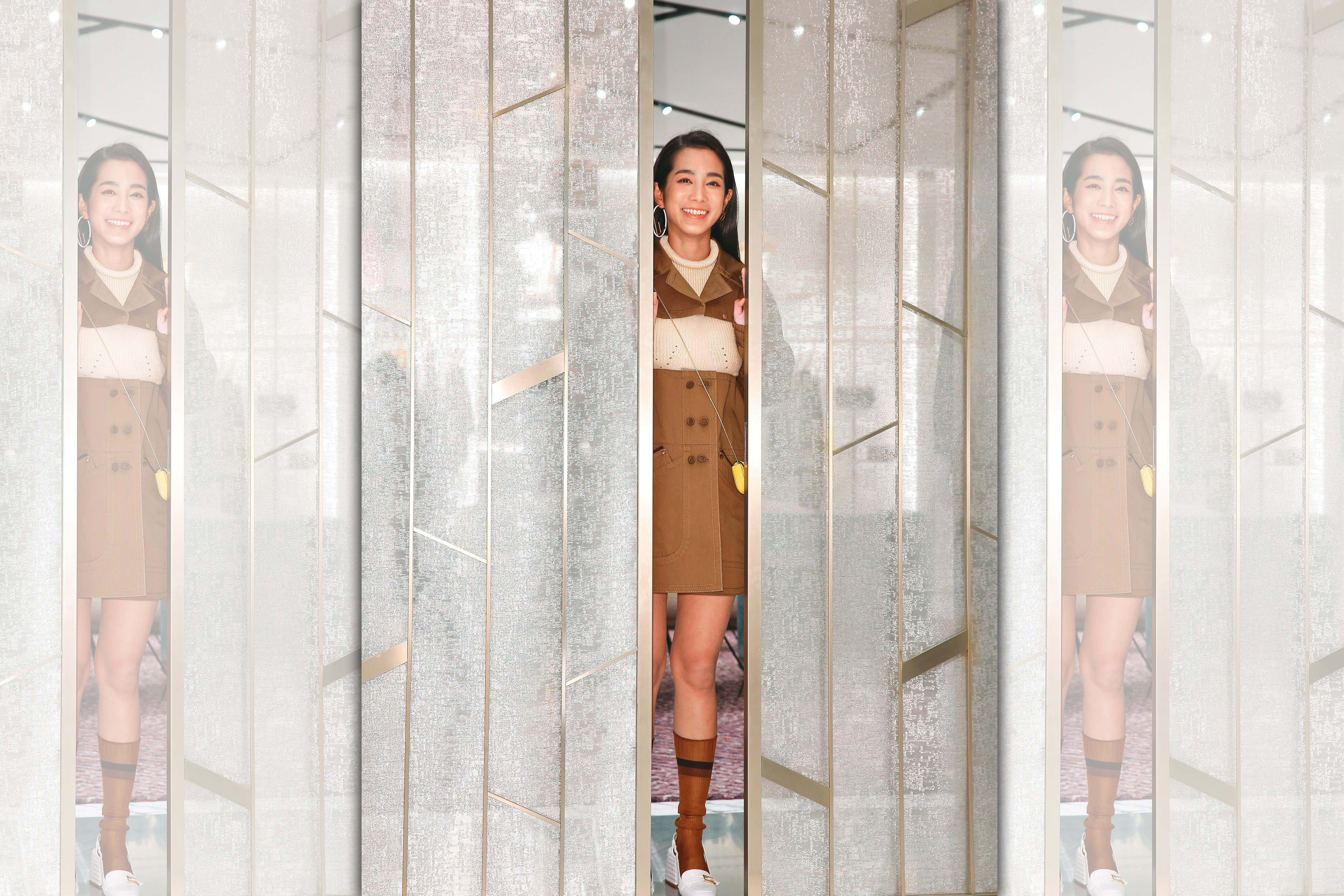 「見縫插貞」的温貞菱果然不是主流女星，出席時尚活動站的拍照位置與眾不同，但表情依舊甜心。