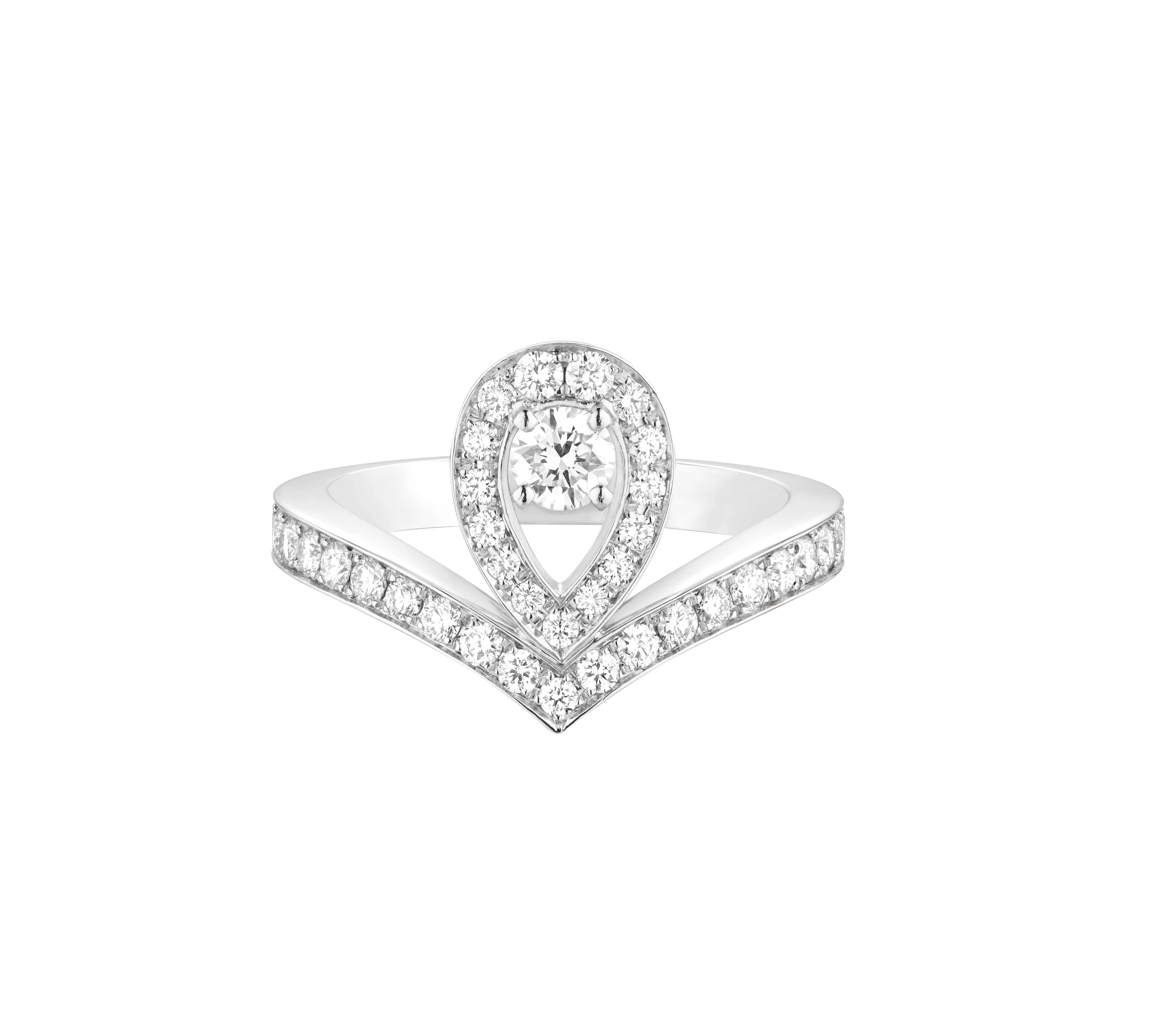 Joséphine Aigrette 18K白金鑽戒鑲嵌明亮式切割鑽石。NT$275,000