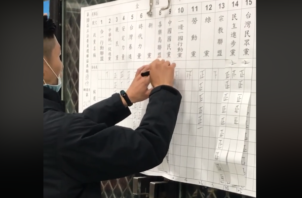 周訓宇監票時，發現選務人員未依據正常程序開票，因此拿手機拍攝檢舉。（翻攝自周訓宇臉書）