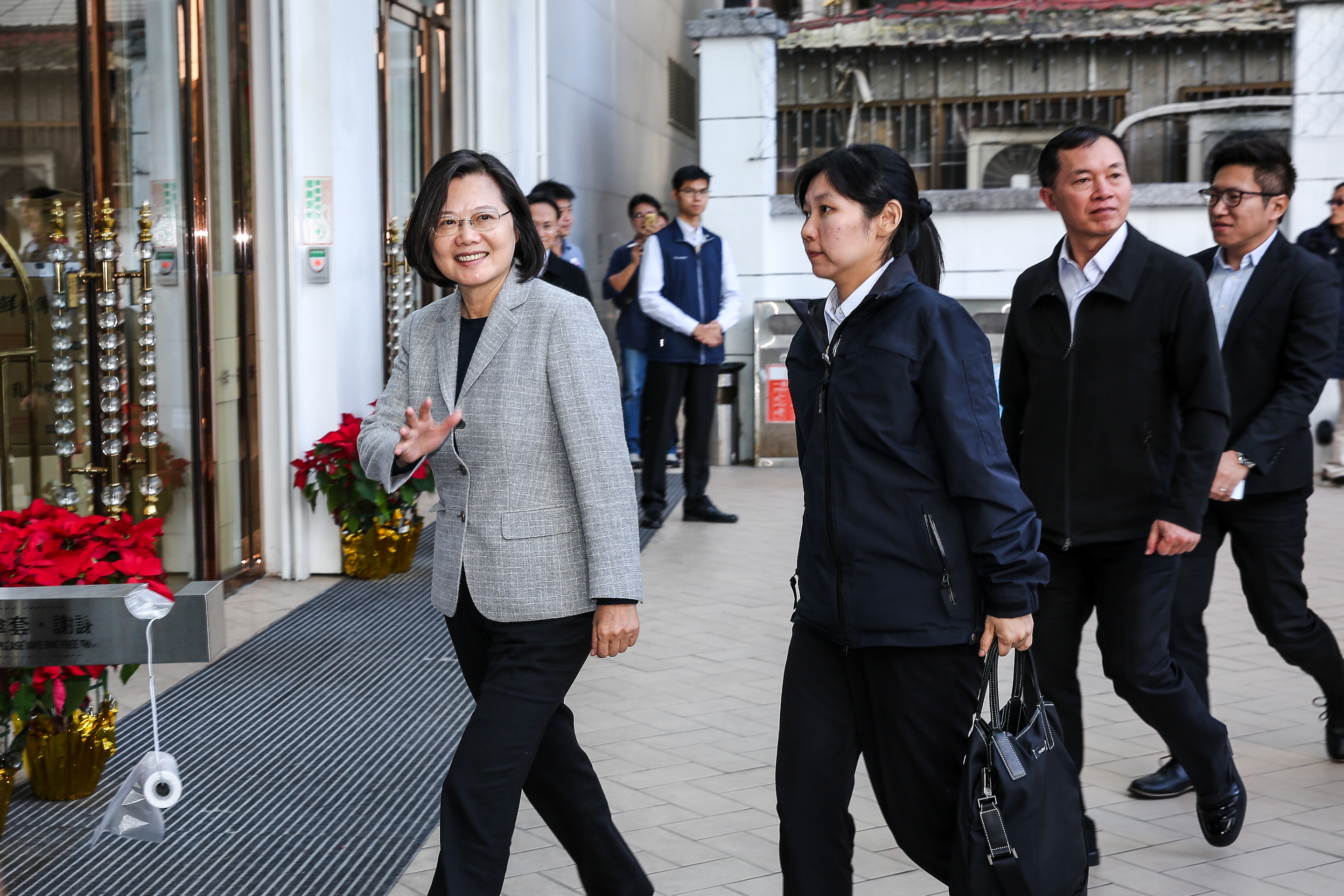 連任成功的總統蔡英文今午出席競選團隊的感恩餐會。