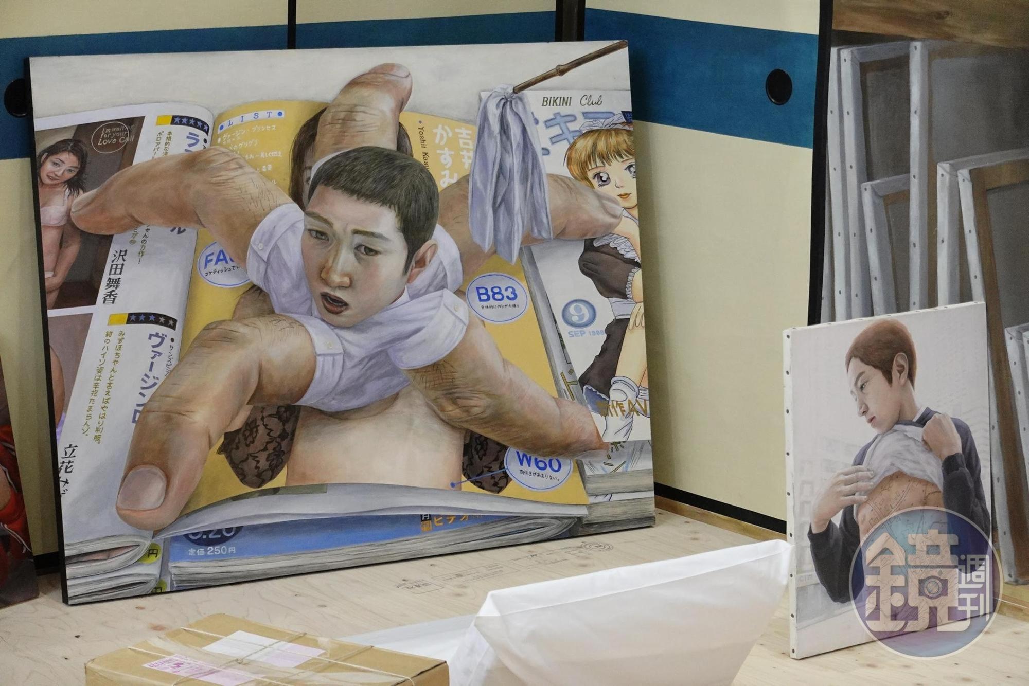 日本已故藝術家石田徹也,畫作結合人和日常物件,從第一眼的趣味到品味後可感受到人被物質宰制的哀傷。