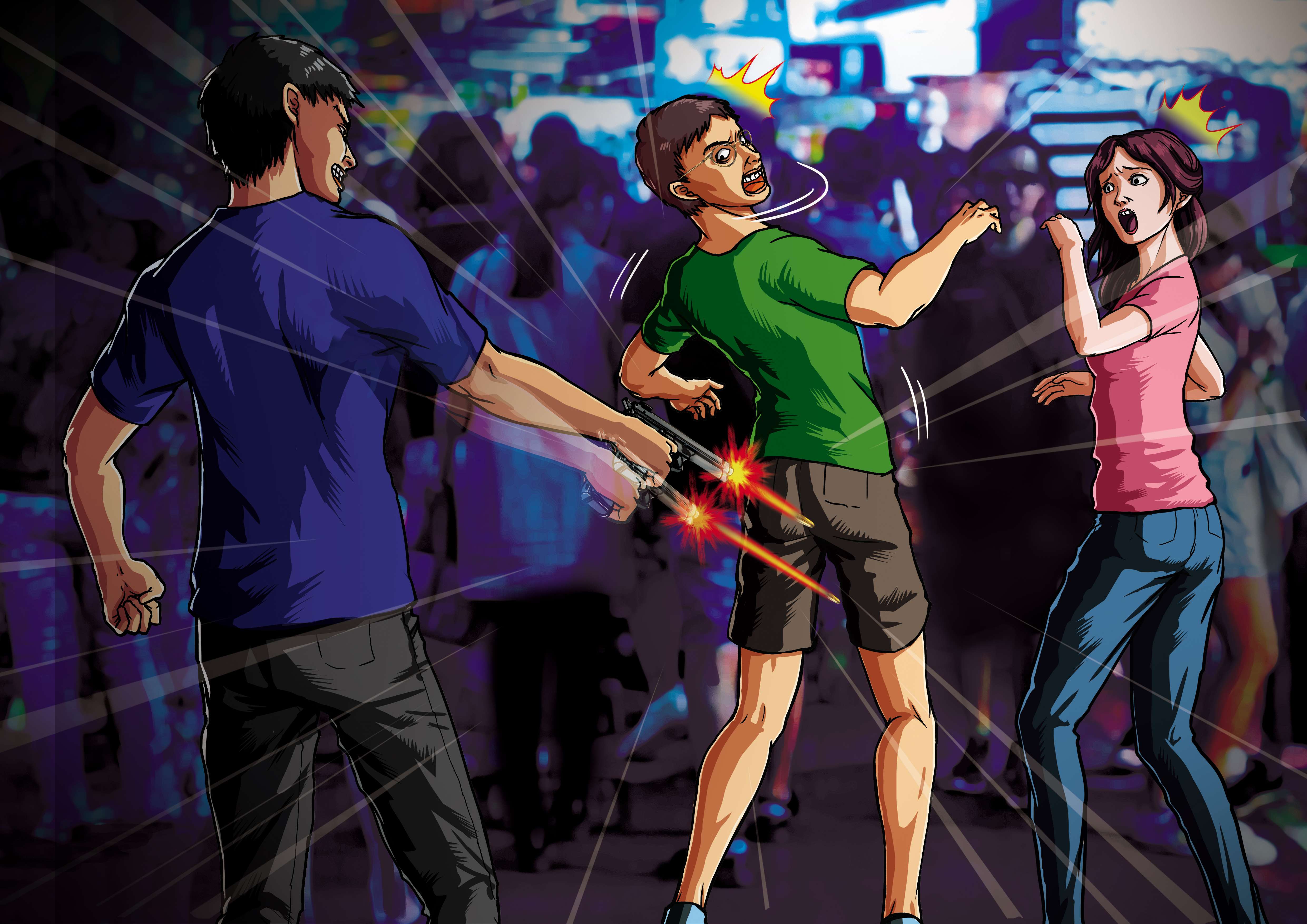 前竹聯幫青堂堂主吳承暾逛夜市時，遭槍擊下體，睪丸破裂。