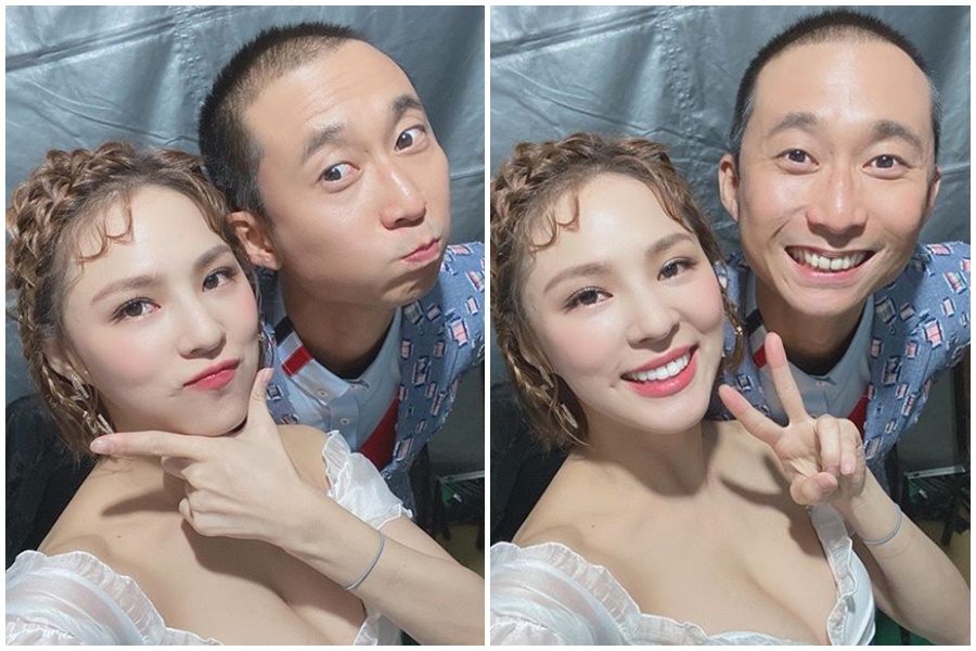 熊熊日前和浩子主持尾牙露出大木瓜奶。（翻攝自熊熊IG）