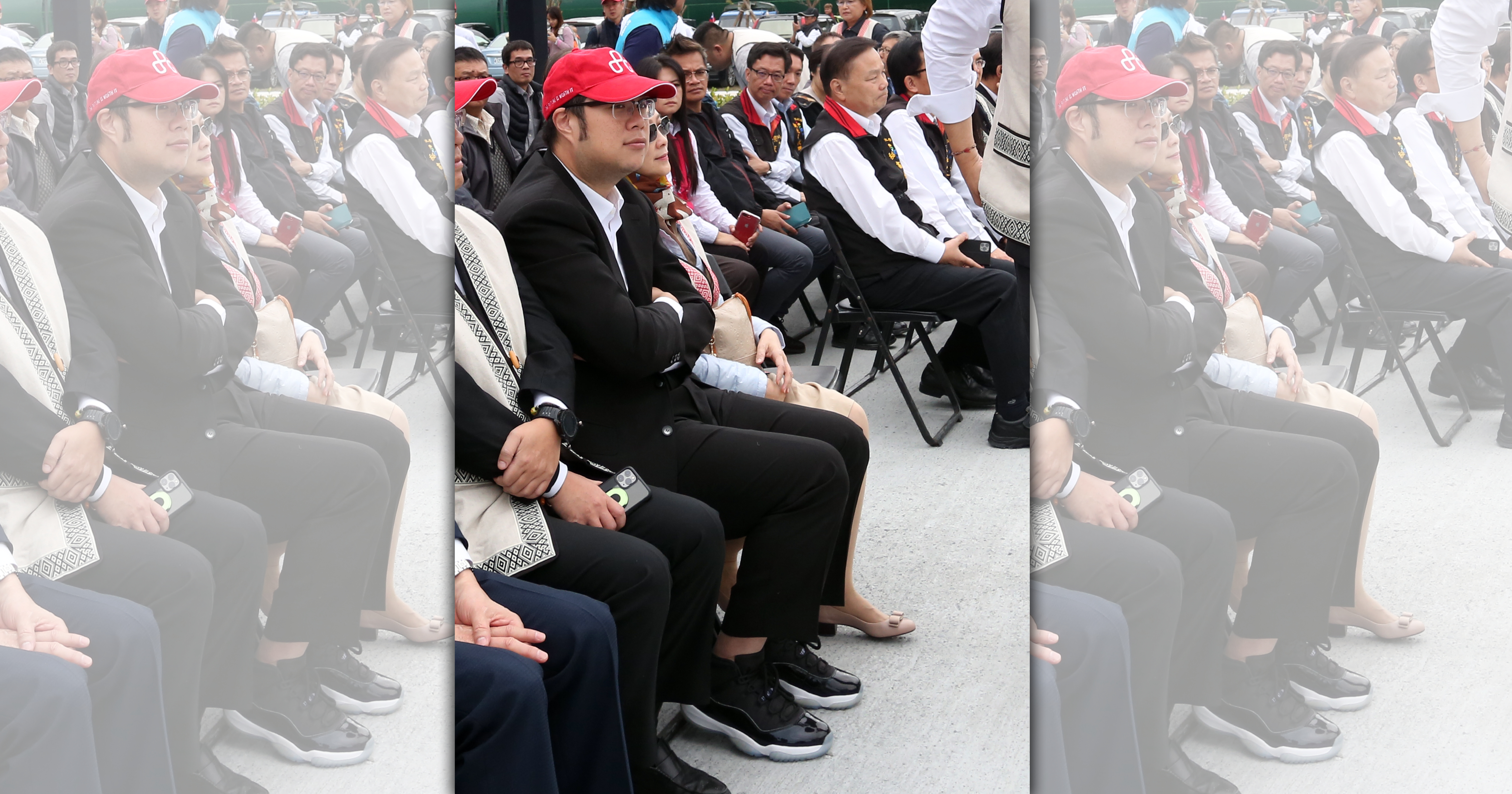 辜公怡腳上的喬丹11代潮鞋，配色為2016年販售的「怪物奇兵」版本。