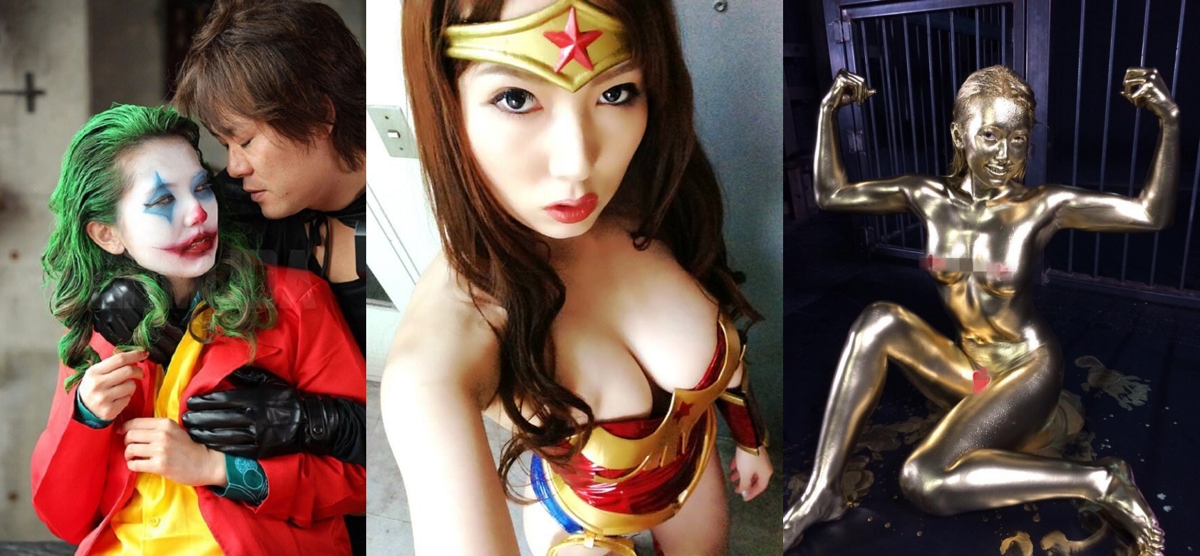 波多野結衣曾扮過《神力女超人》，與《魔鬼終結者》等多個電影經典角色Cosplay的男優交手。（網路圖片）