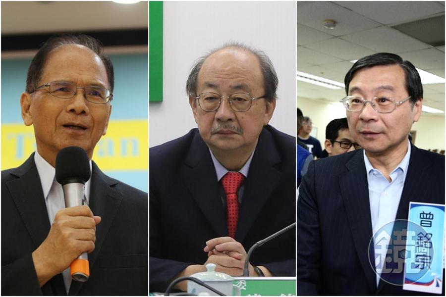 民進黨團總召柯建銘（中）爆料，游錫堃（左）今天下午去拜訪他，還邀國民黨代理祕書長曾銘宗（右）到場一起聊。（資料照）