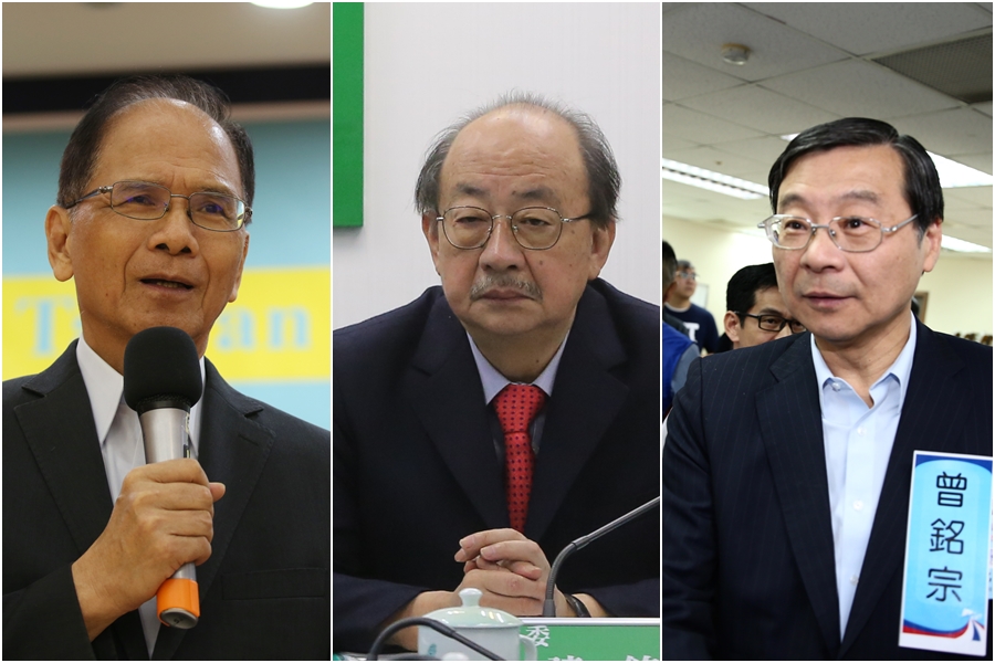 民進黨團總召柯建銘(中)爆料,游錫堃(左)今天下午去拜訪他,還邀國民黨代理祕書長曾銘宗(右)到場一起聊。(資料照)