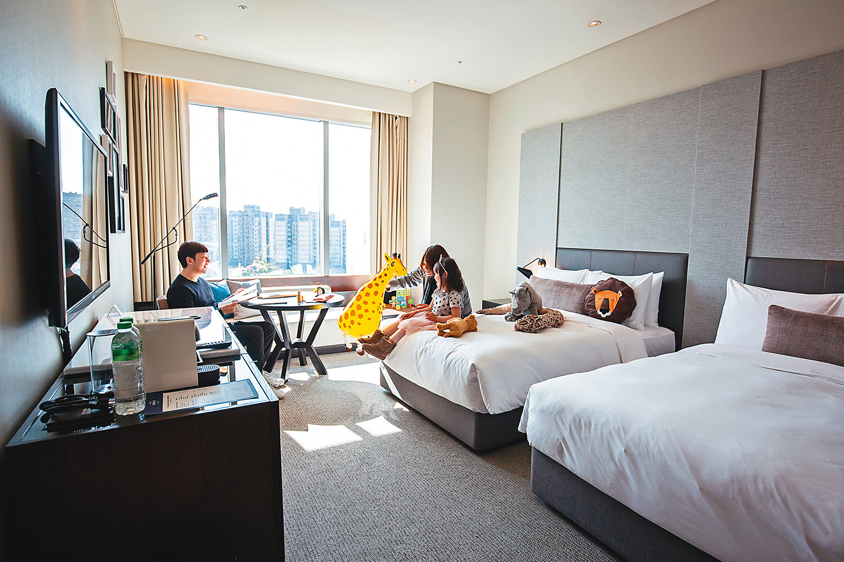 「超豪華雙床房」動物島房型，很適合3～4人的家庭一起入住。 