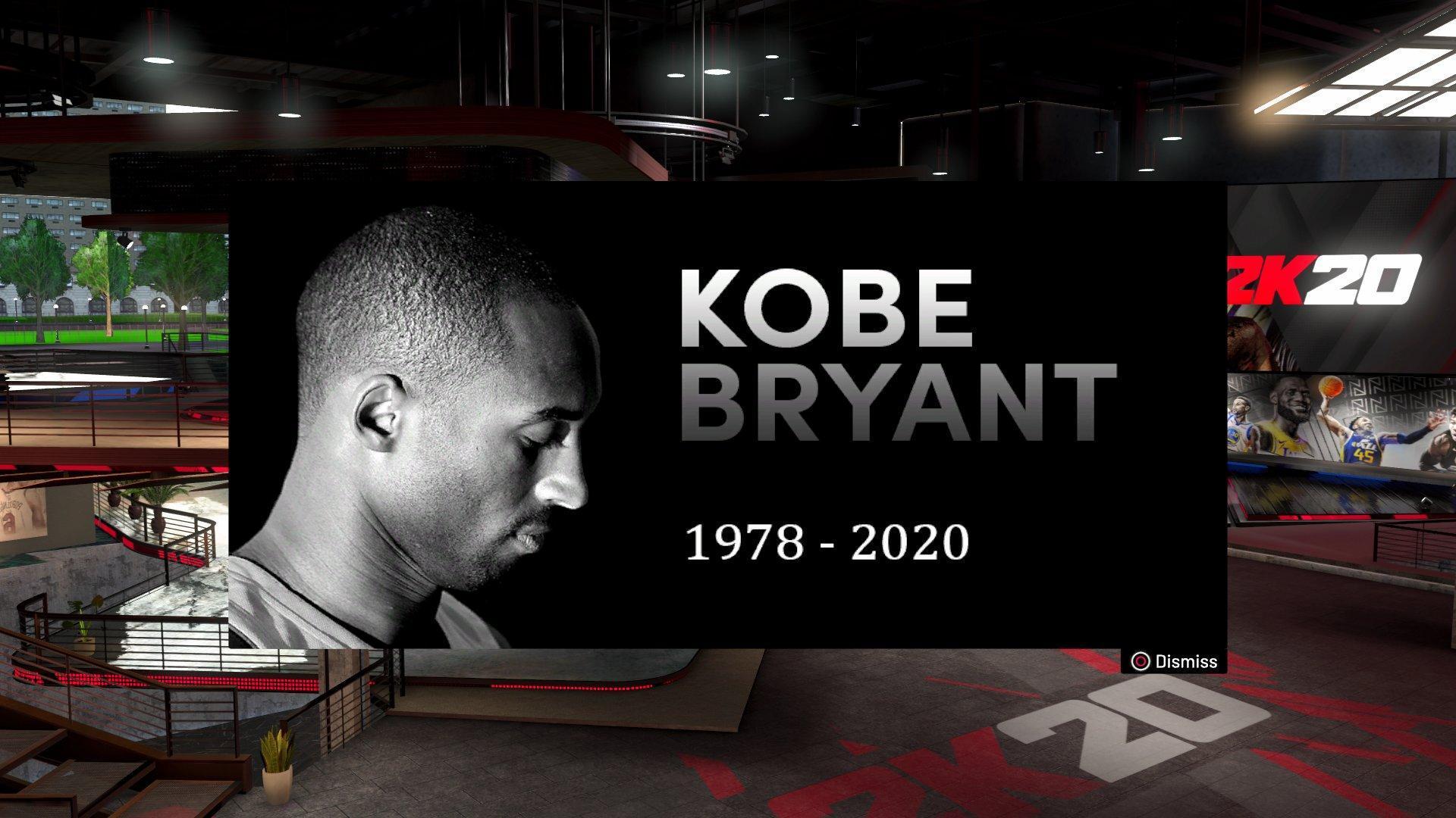 現在登入《NBA 2K20》,可以看到遊戲開頭畫面出現布萊恩的黑白紀念照。(翻攝自@ItsShake4ndbake Twitter)