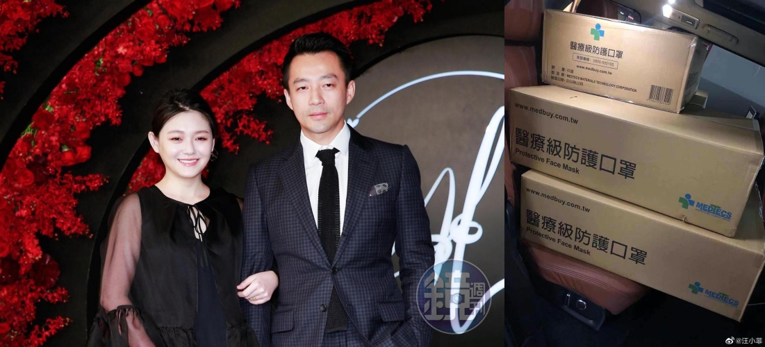 汪小菲捐出一萬只醫療口罩，獲網友兩極評價。（合成照片，左為本刊資料照，右翻攝自汪小菲微博）