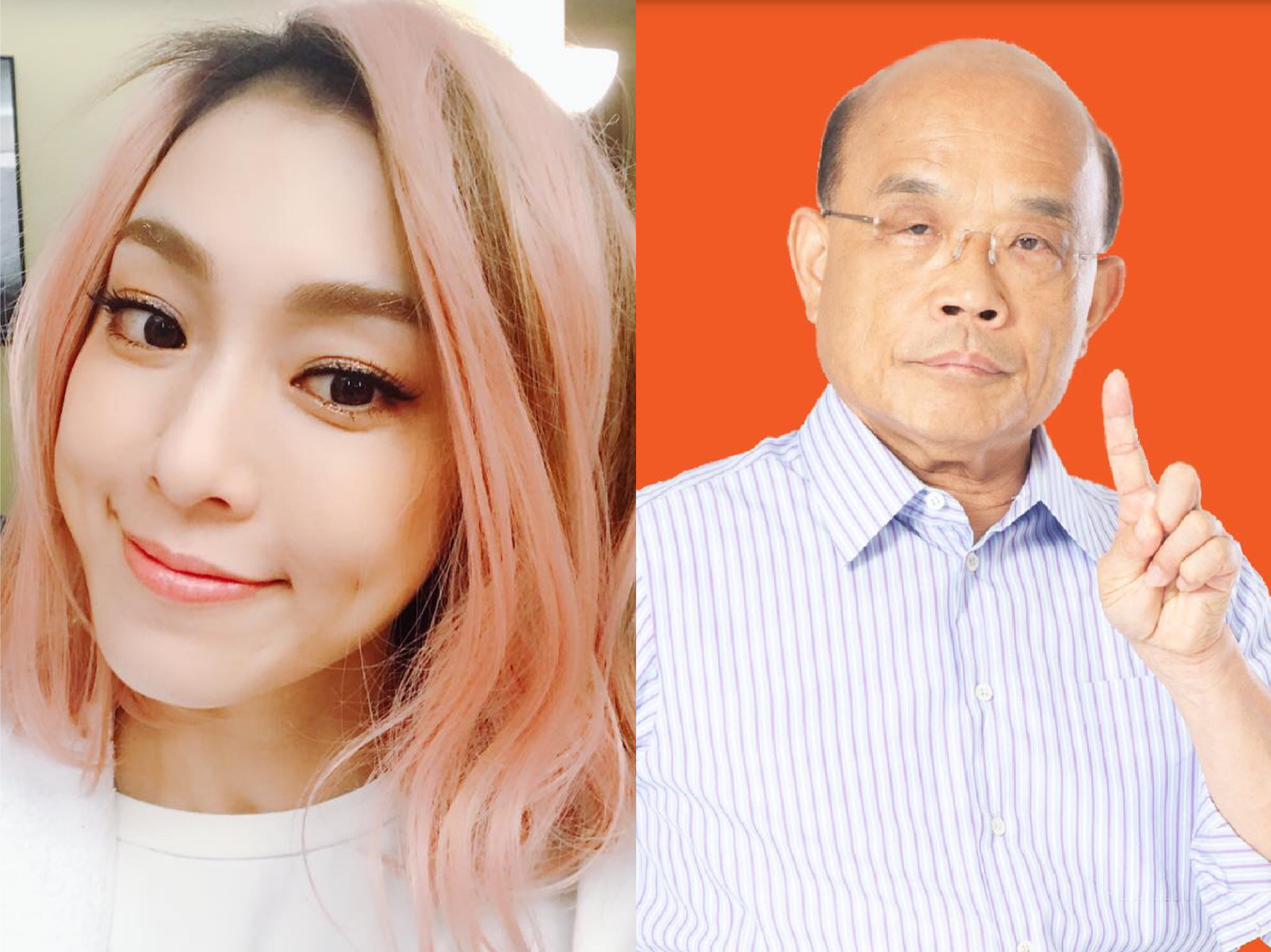 范瑋琪罵蘇貞昌「狗官」慘遭網友撻伐，掉十萬粉絲。（翻攝自范瑋琪、蘇貞昌臉書）