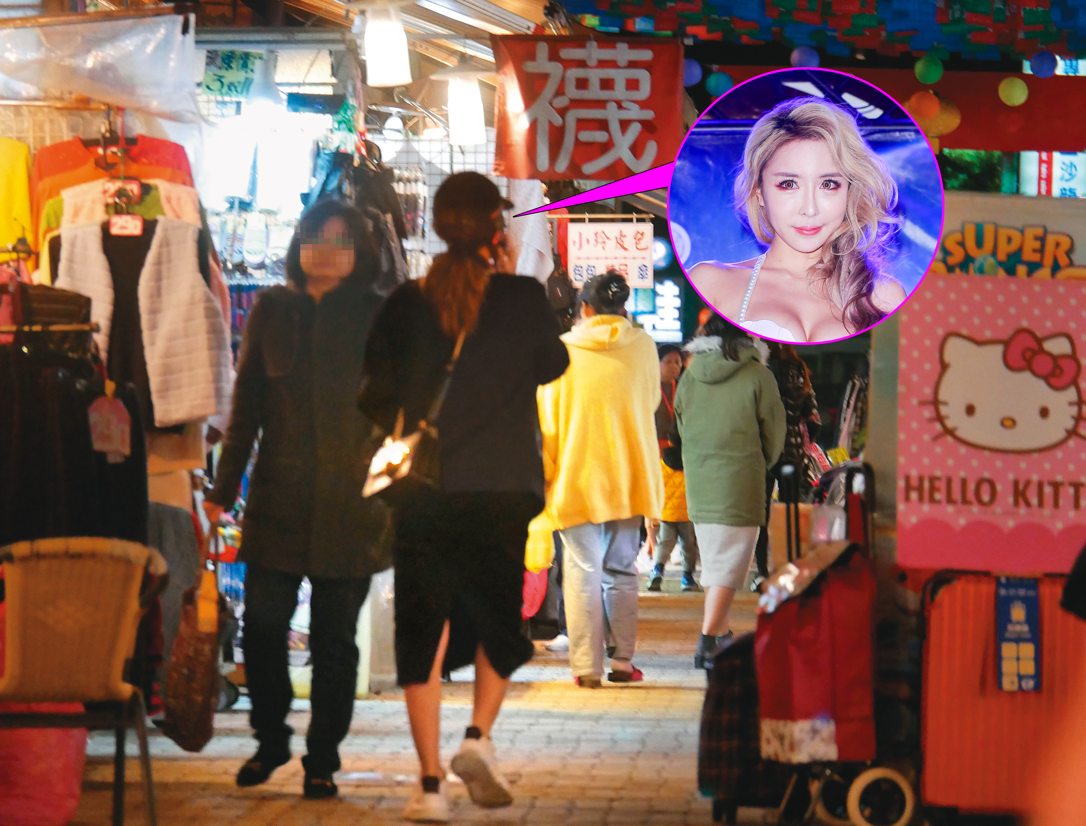 產後蹓躂：到了1月8日，雪碧被本刊目擊一身黑衣，神祕出沒在四平商圈，講著電話快速行走。