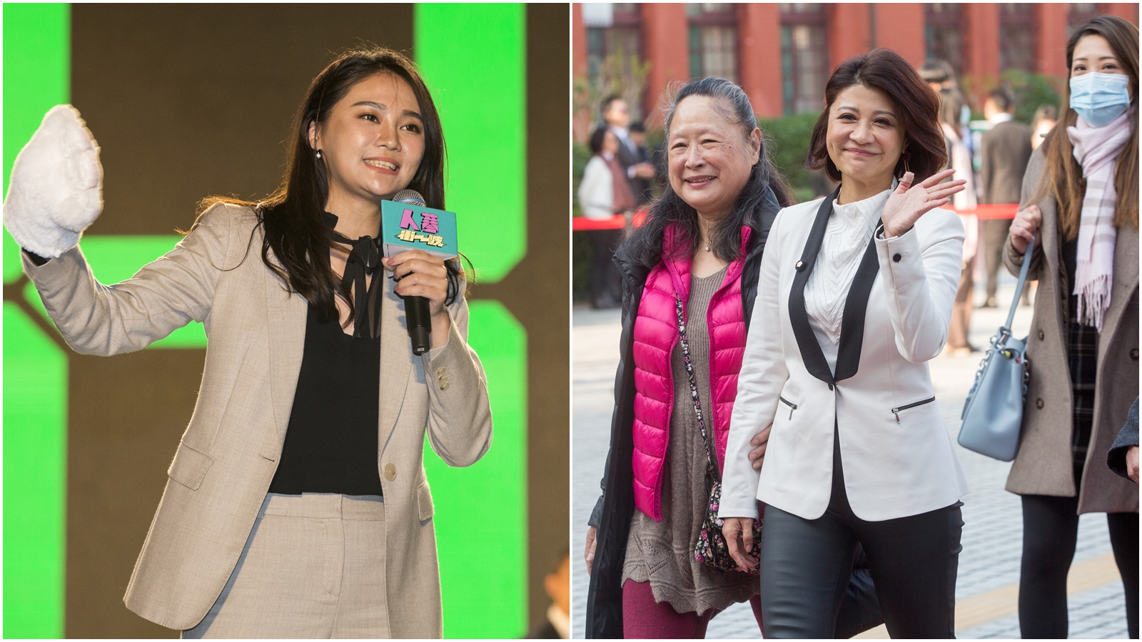 宣導口罩留給最需要的人，民進黨立委林楚茵（右）、吳思瑤、洪申翰、賴品妤（左）、范雲等明早將發送「我罩你，你先領」貼紙。