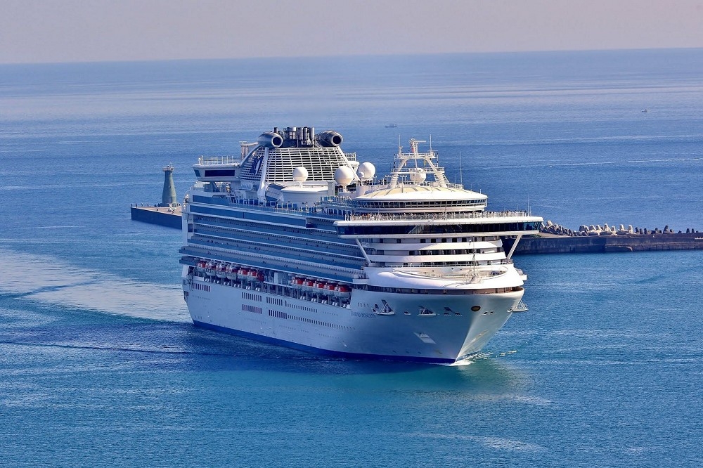1月31日鑽石公主號郵輪曾停靠基隆港，船上乘客曾在北北基多處景點觀光，如果想知道自己當天是否有出現在相關地點，隨身的手機或平板就能查得到。圖為鑽石公主號。（翻攝自基隆旅遊網臉書）