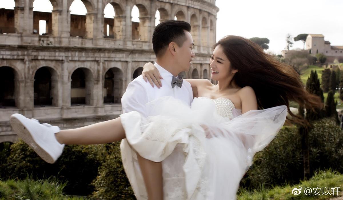 安以軒與富商陳榮煉結婚，2人不時放閃，夫婿也慨捐2千萬港幣助湖北武漢肺炎災區。（翻攝自微博）