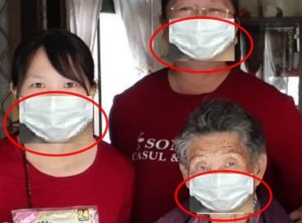 高雄市阿蓮區公所貼心進行居家關懷並發放口罩,不過仔細一看每位居民臉上根本沒有口罩,全部都是P圖上去的。(翻攝自高雄市阿蓮區公所臉書)