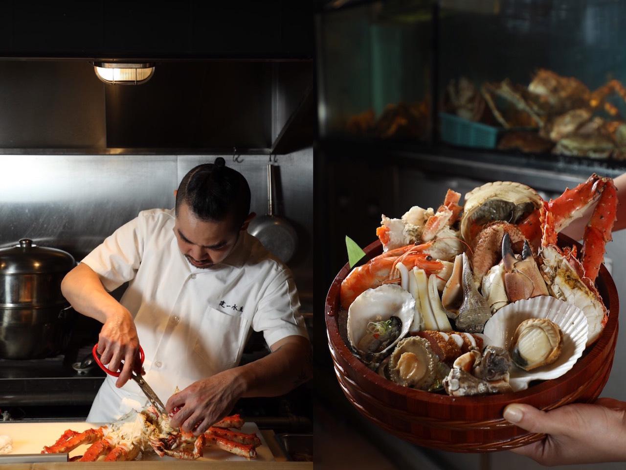 大分量的「經典手抓海鮮」讓人像踏進濺起浪花般海水裡。（加點鱈場蟹，3,000元／份）