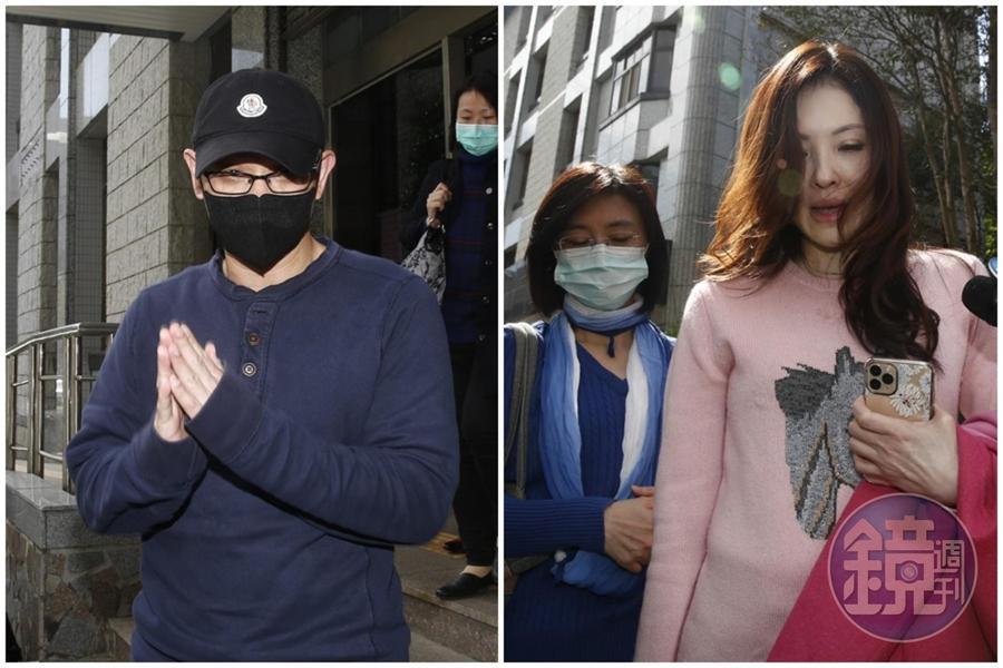 何如芸(右圖右)對於自己在協調庭上的激動言論表示「不想帶著哀怨離開」,而王敏錡(左圖)對於是否已完成離婚協調一事不願多說。