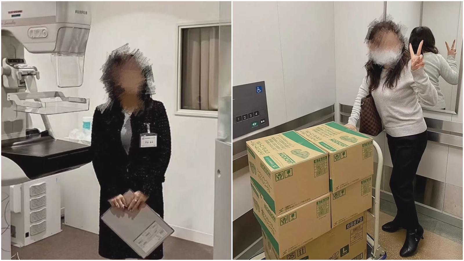 女業務利用人脈向診所和醫院索取口罩,再轉賣給其他人。(合成圖,翻攝自「東京新青年」微信公眾號)